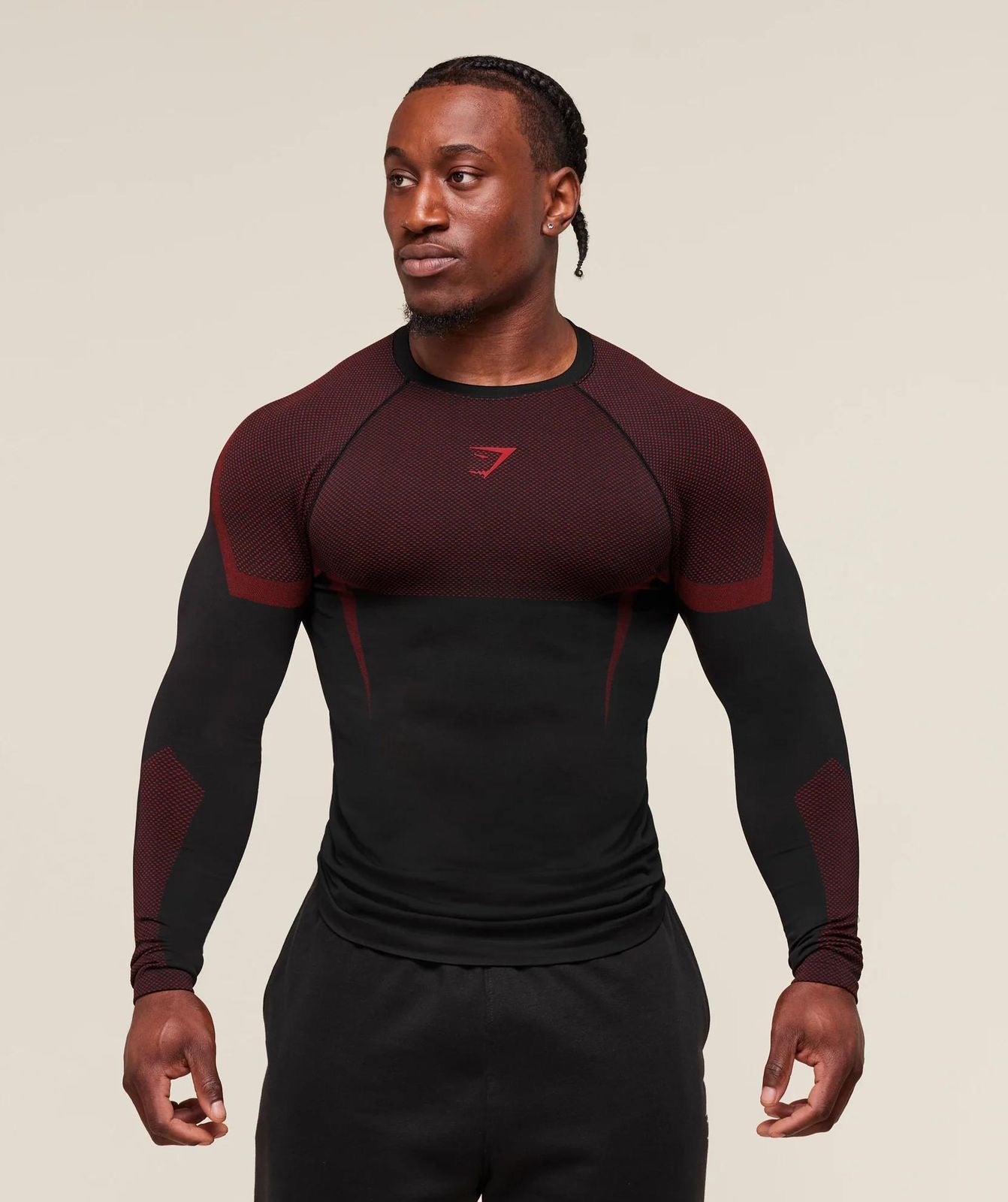 Onyx 5.0 Seamless Longsleeve T-Shirt Black/Carmen Red