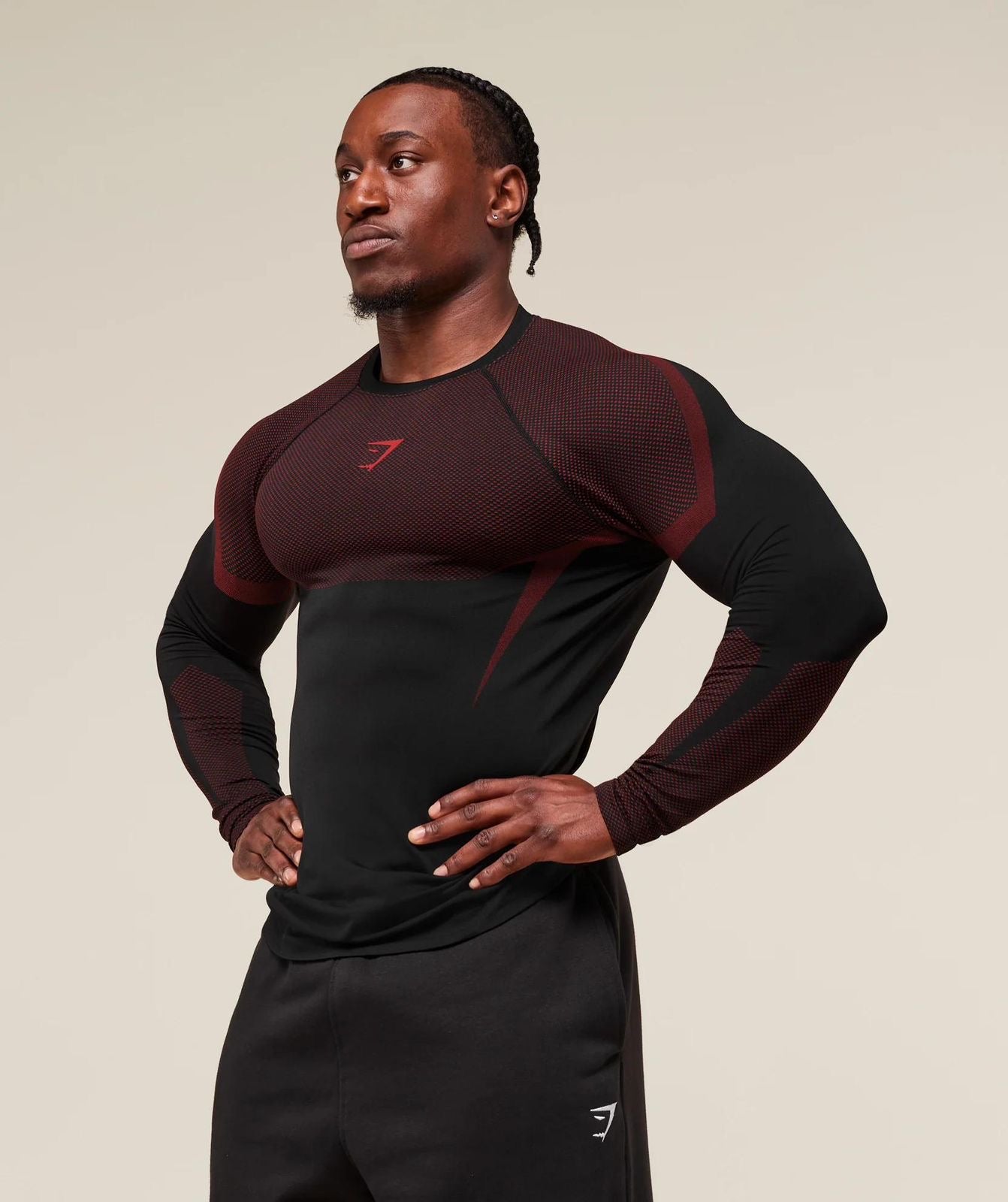 Onyx 5.0 Seamless Longsleeve T-Shirt Black/Carmen Red