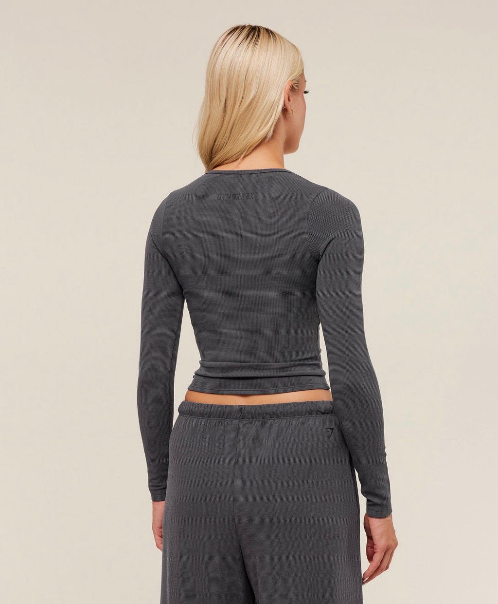 Waffle Long Sleeve Top Onyx Grey
