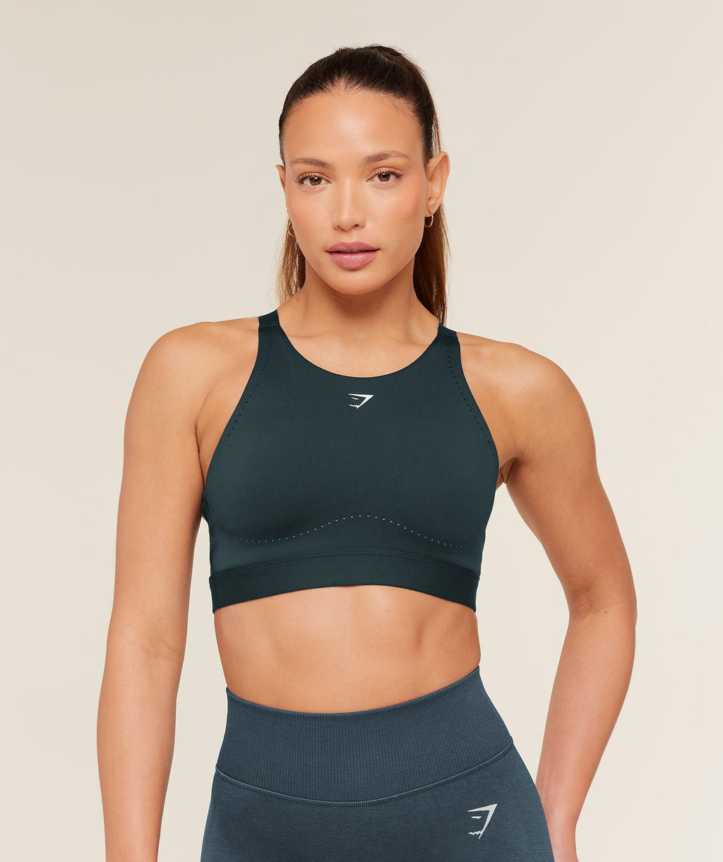 High Coverage High Support Sports Bra Deep Petrol Blue