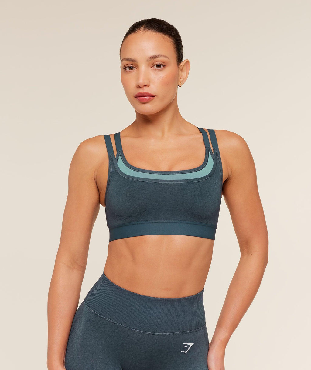Interval Seamless Medium Support Sports Bra Stealth Blue/Storm Blue