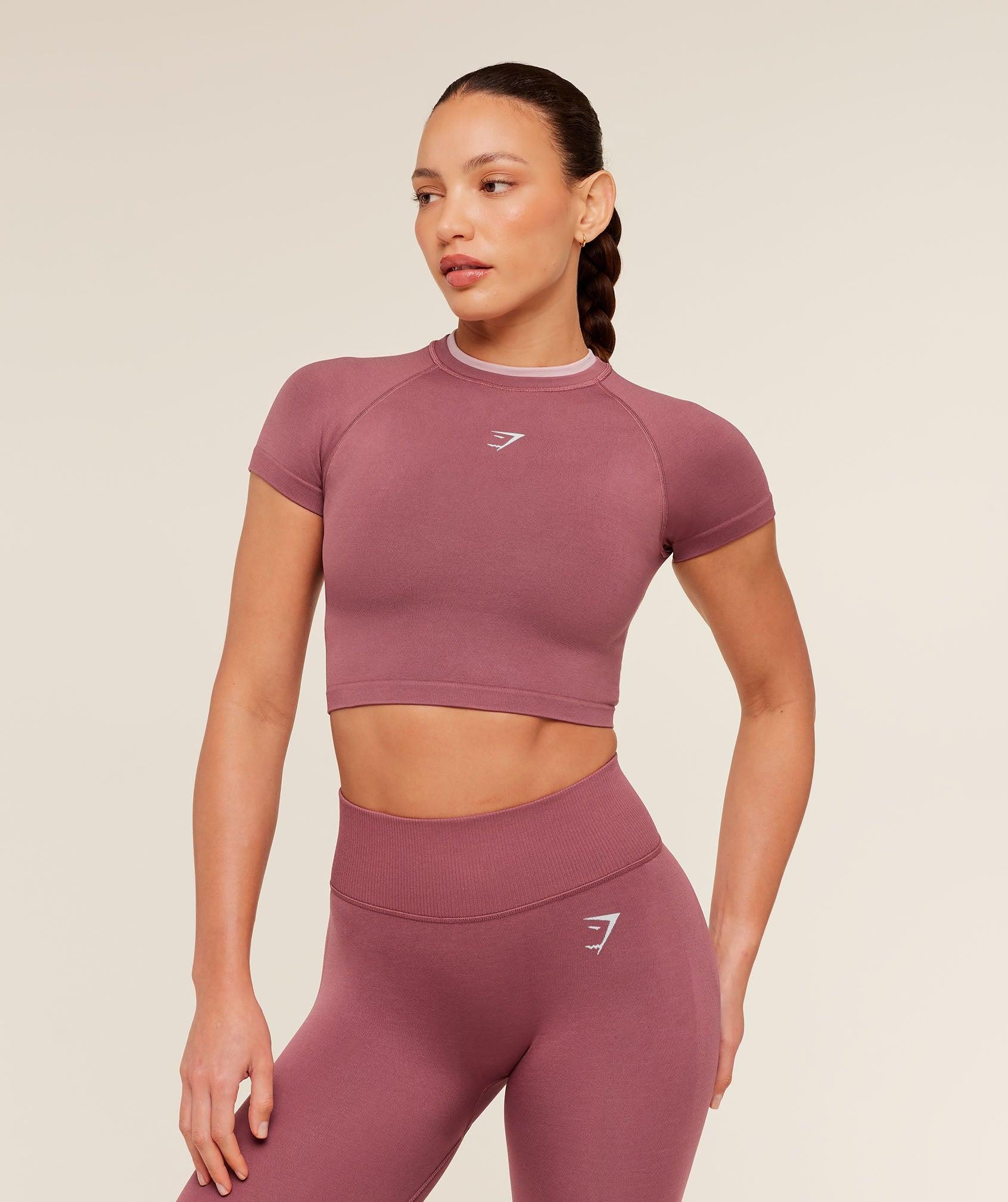 Interval Seamless Short Sleeve Crop Top Reset Pink / Light Pink