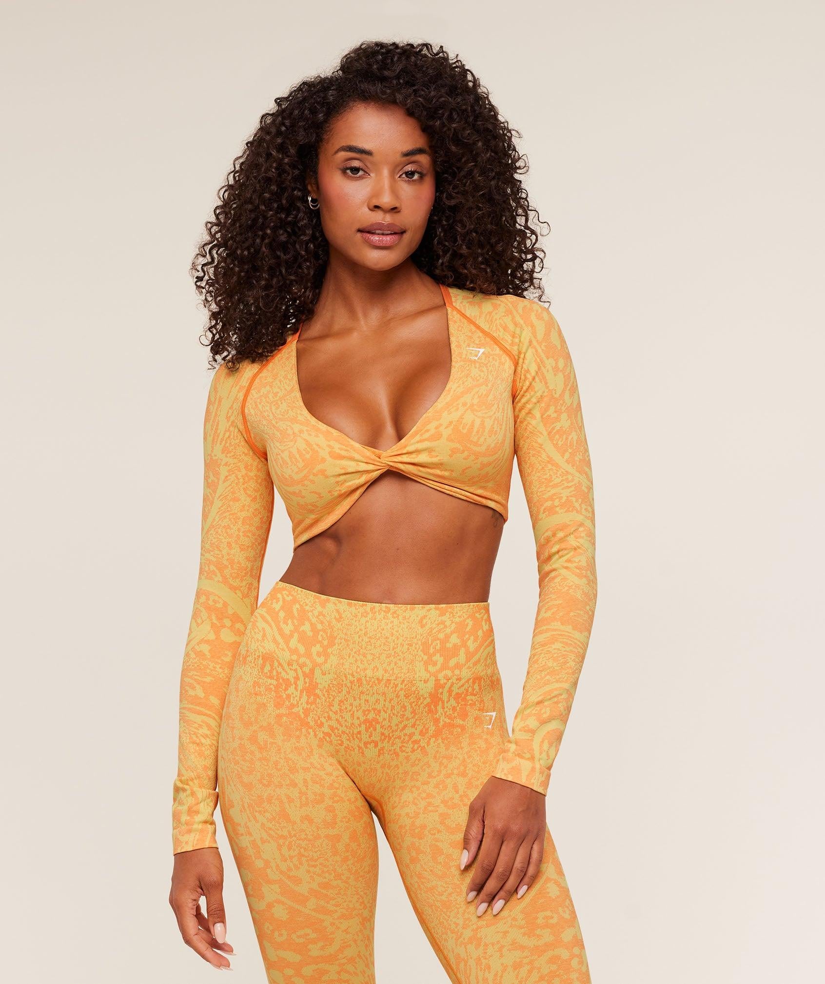 Adapt Animal X Whitney Long Sleeve Crop Top Sorbet Yellow / Dayglow Peach