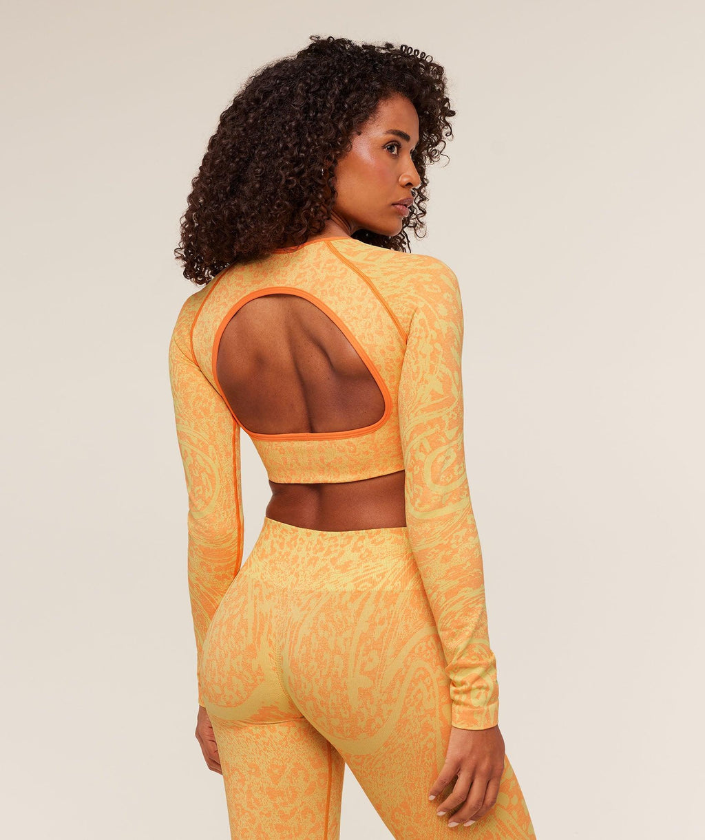 Adapt Animal X Whitney Long Sleeve Crop Top Sorbet Yellow / Dayglow Peach