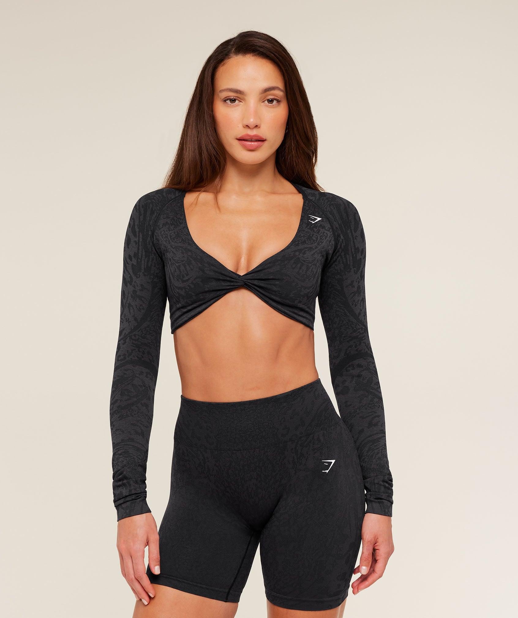 Adapt Animal X Whitney Long Sleeve Crop Top Black / Asphalt Grey
