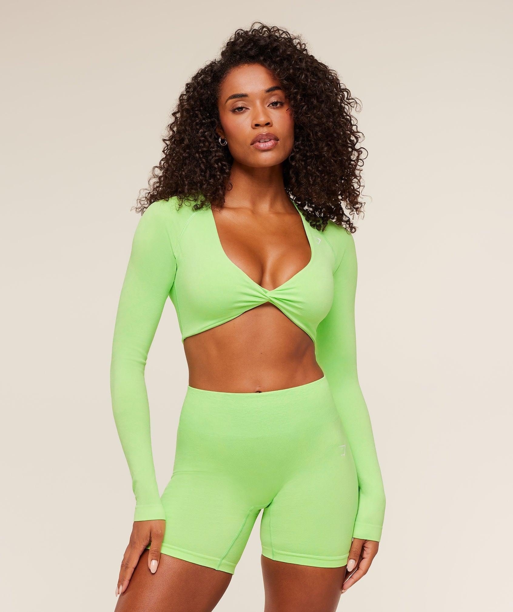 Adapt Animal X Whitney Long Sleeve Crop Top Energy Gelato Green / Sorbet Yellow