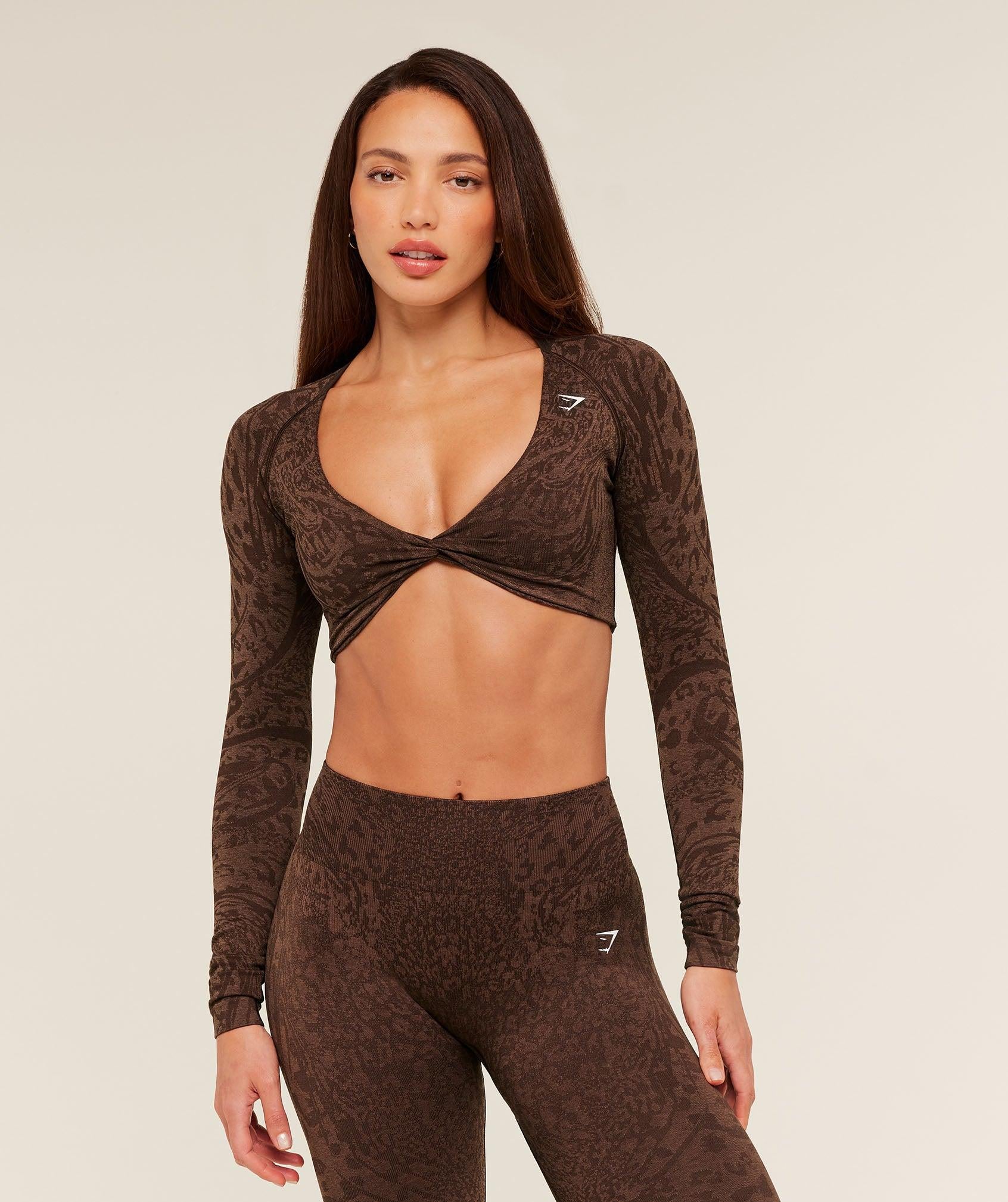 Adapt Animal X Whitney Long Sleeve Crop Top Archive Brown / Soft Brown