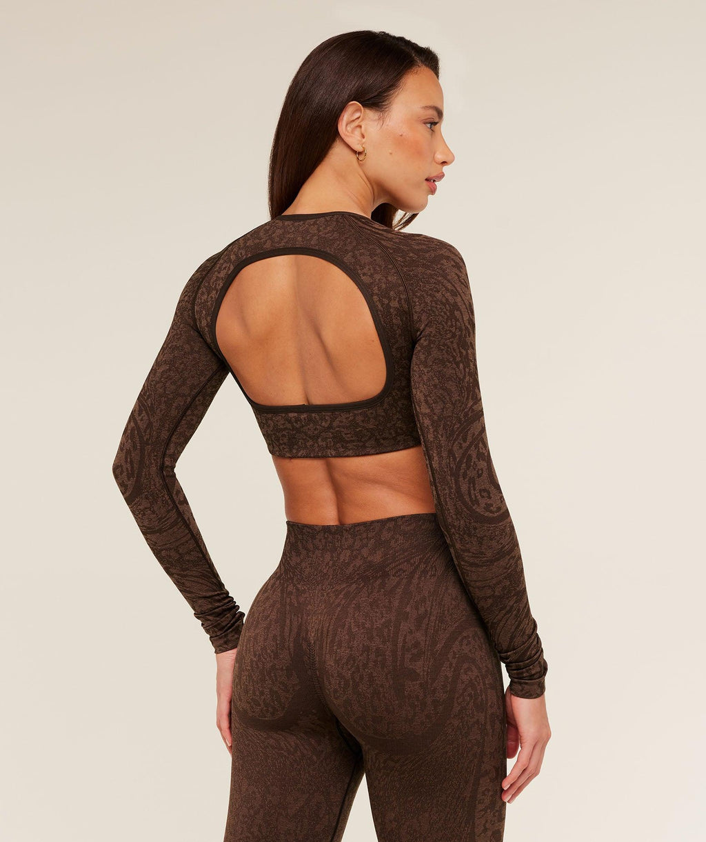 Adapt Animal X Whitney Long Sleeve Crop Top Archive Brown / Soft Brown