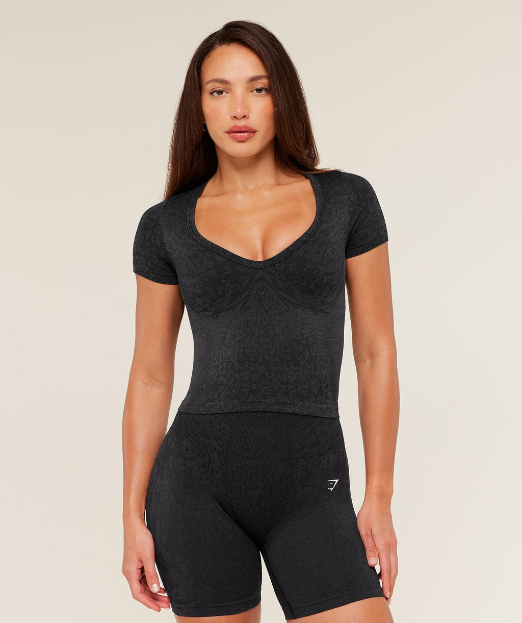 Adapt Animal X Whitney Short Sleeve Top Black / Asphalt Grey