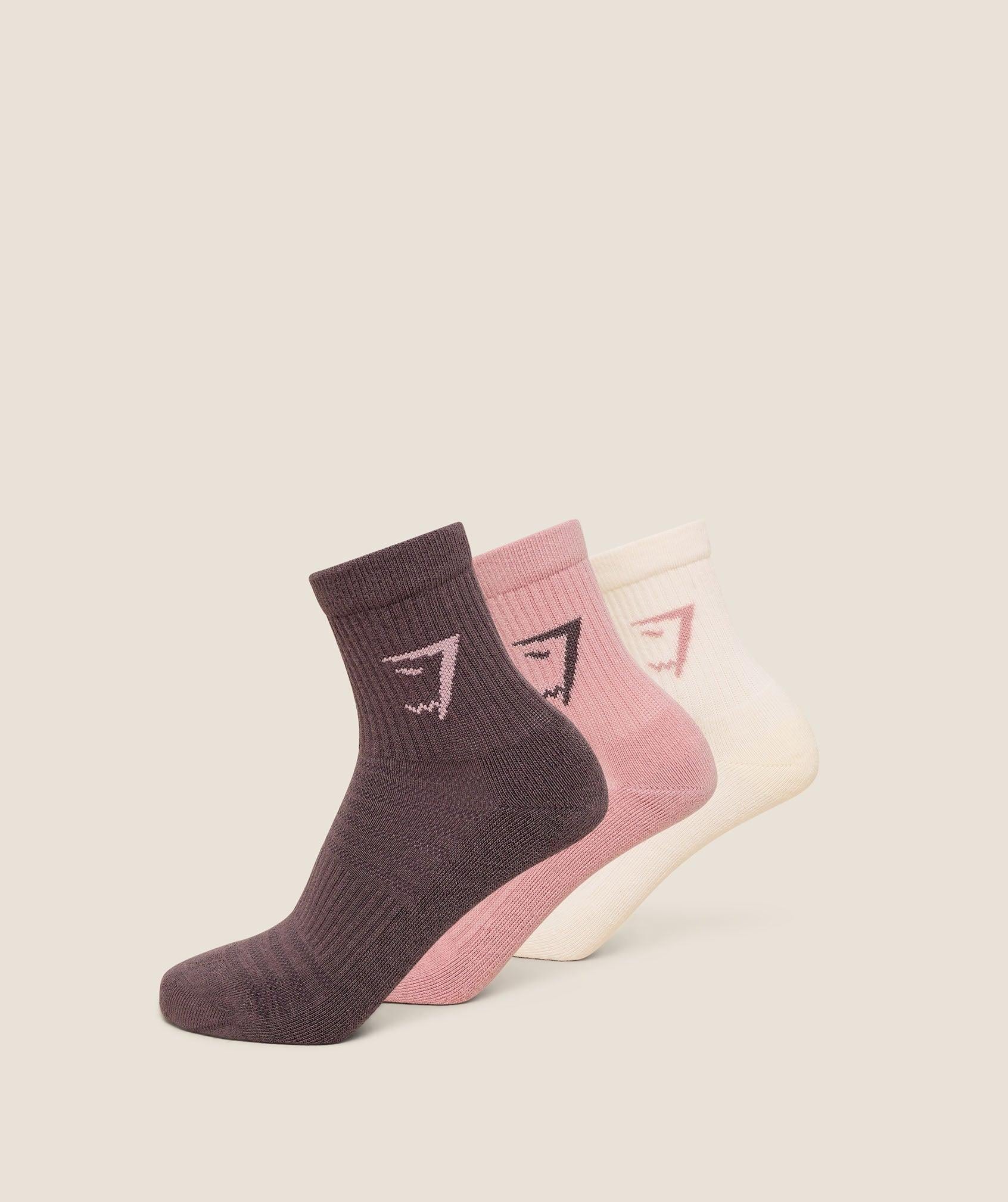 Midi Socks 3PK Soft White / Light Pink / Cool Brown