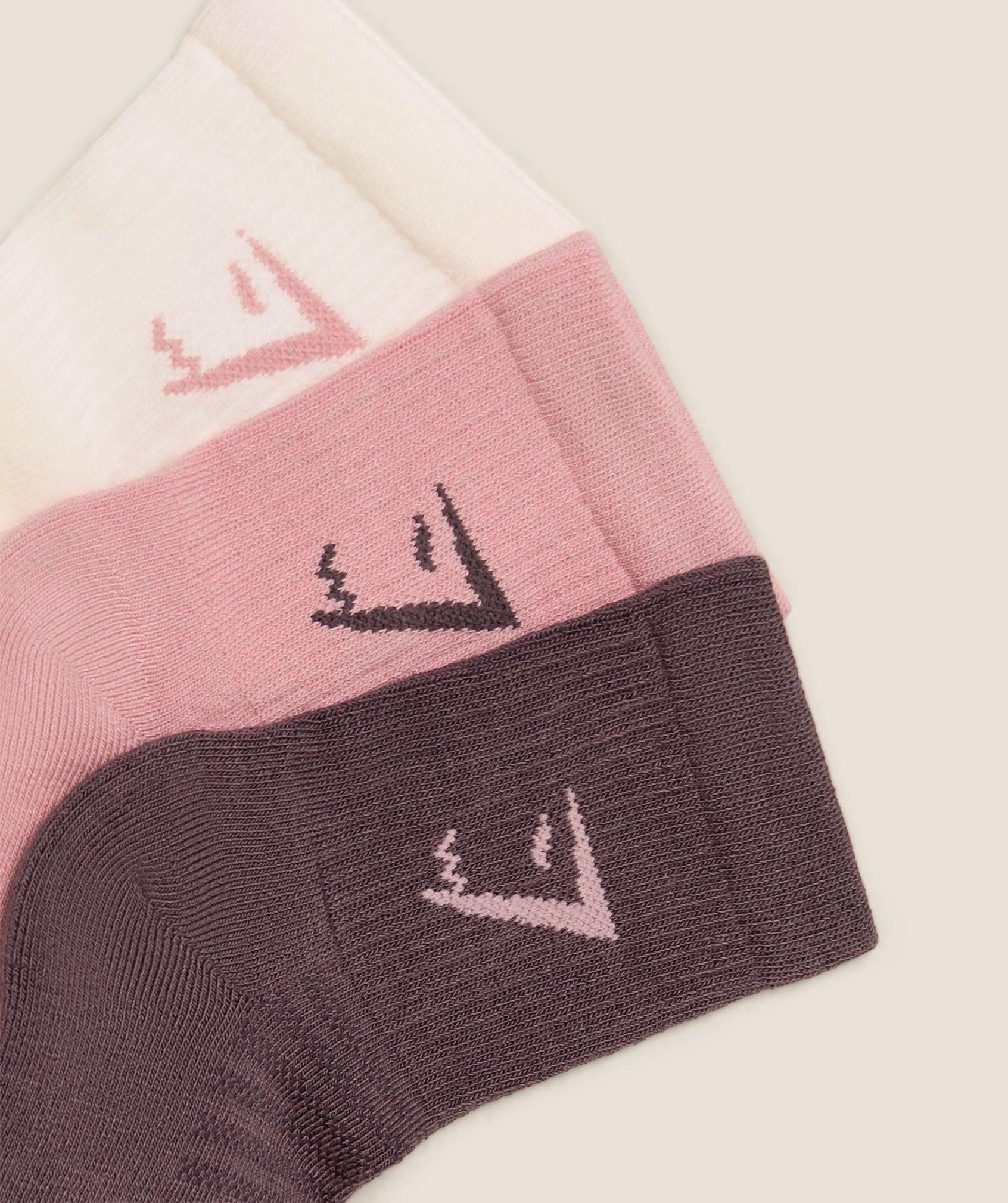 Midi Socks 3PK Soft White / Light Pink / Cool Brown