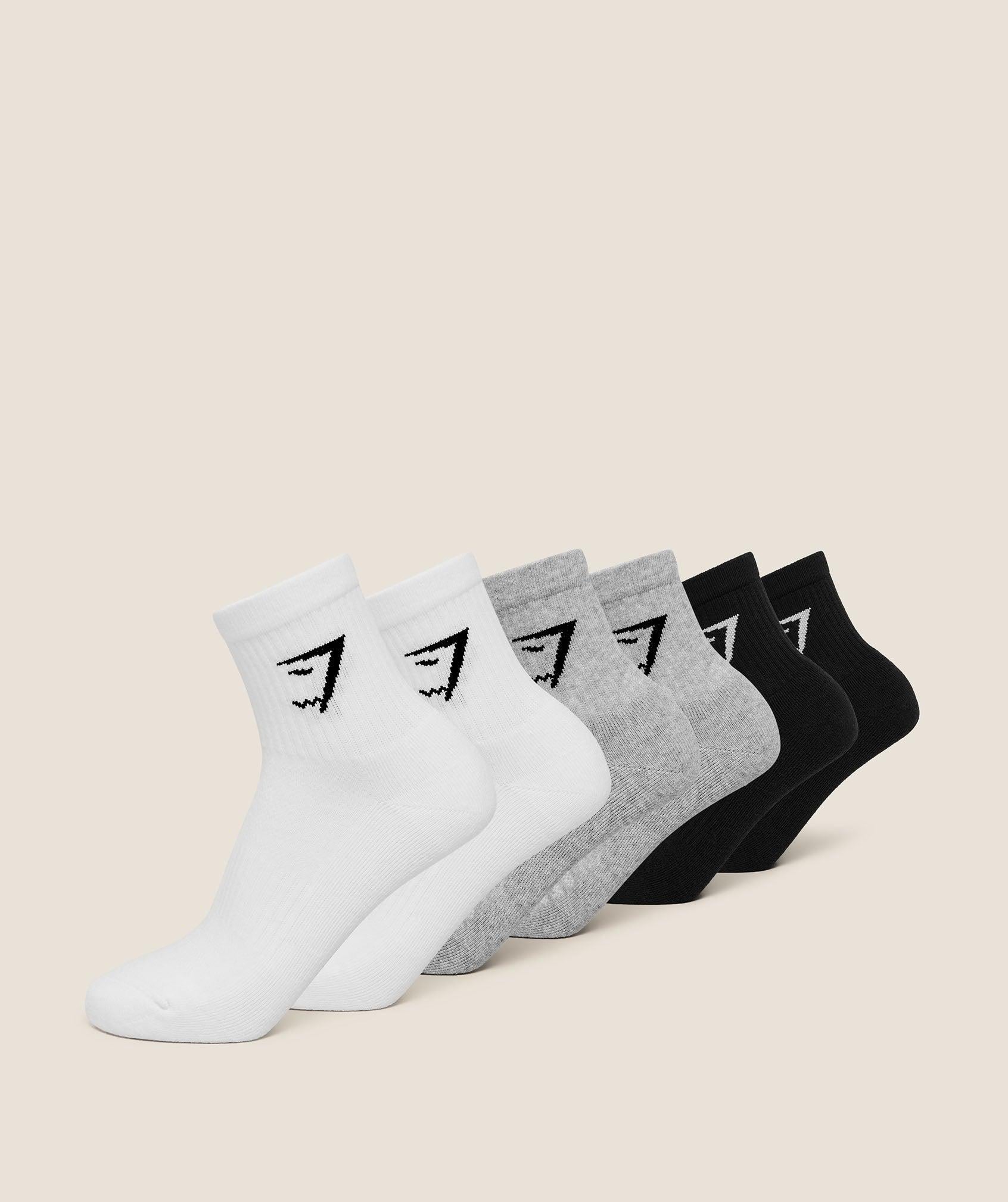 Midi Socks 6PK White / Light Grey Core Marl / Black
