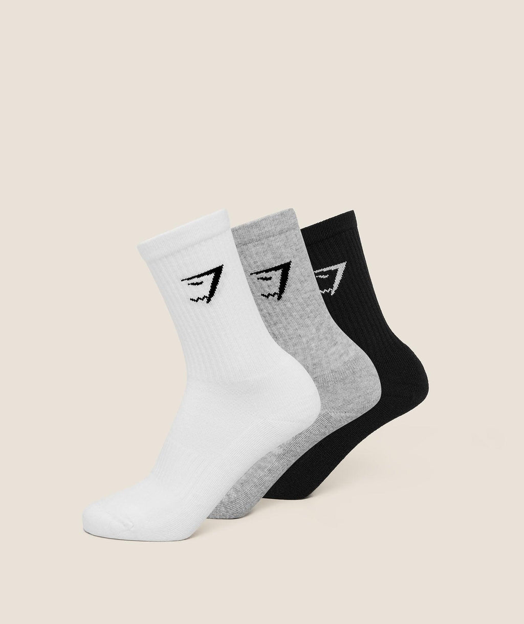 Crew Socks 3PK White / Light Grey Core Marl / Black