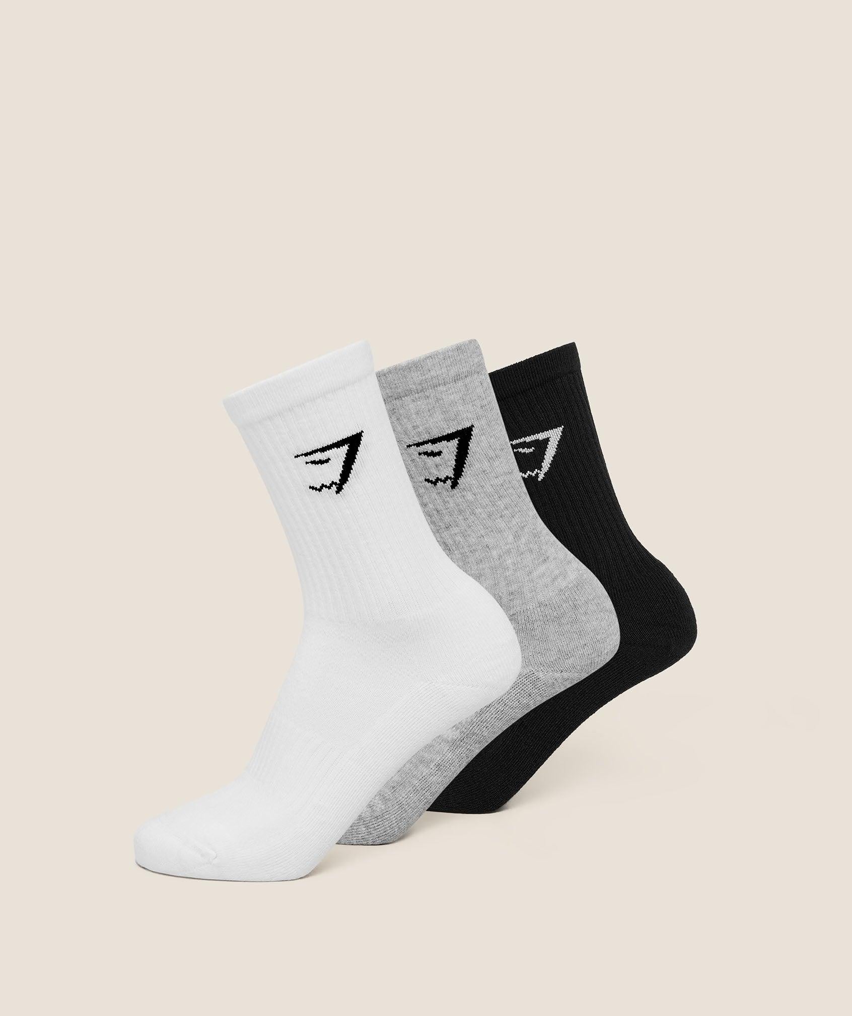 Crew Socks 3PK White / Light Grey Core Marl / Black