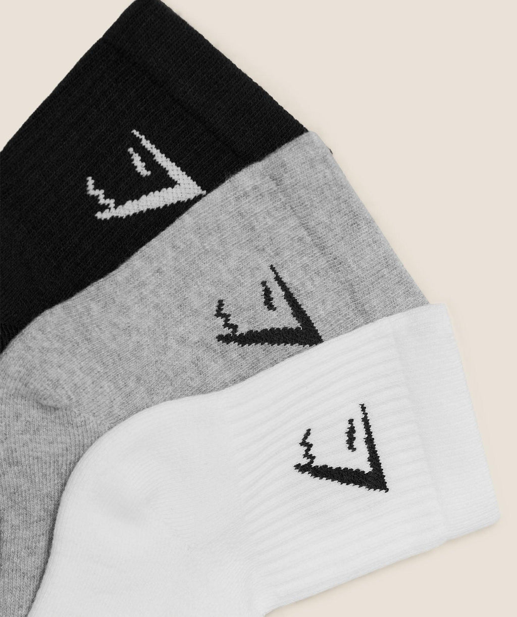 Crew Socks 3PK White / Light Grey Core Marl / Black
