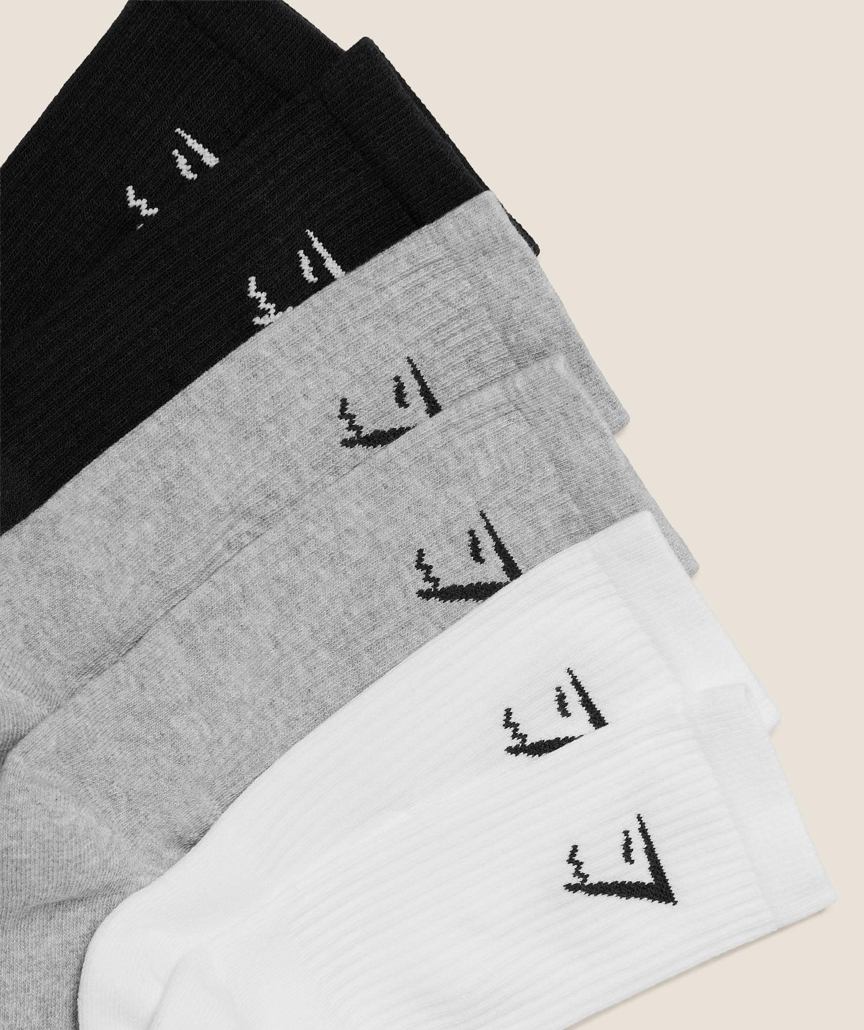 Crew Socks 6PK White / Light Grey Core Marl / Black