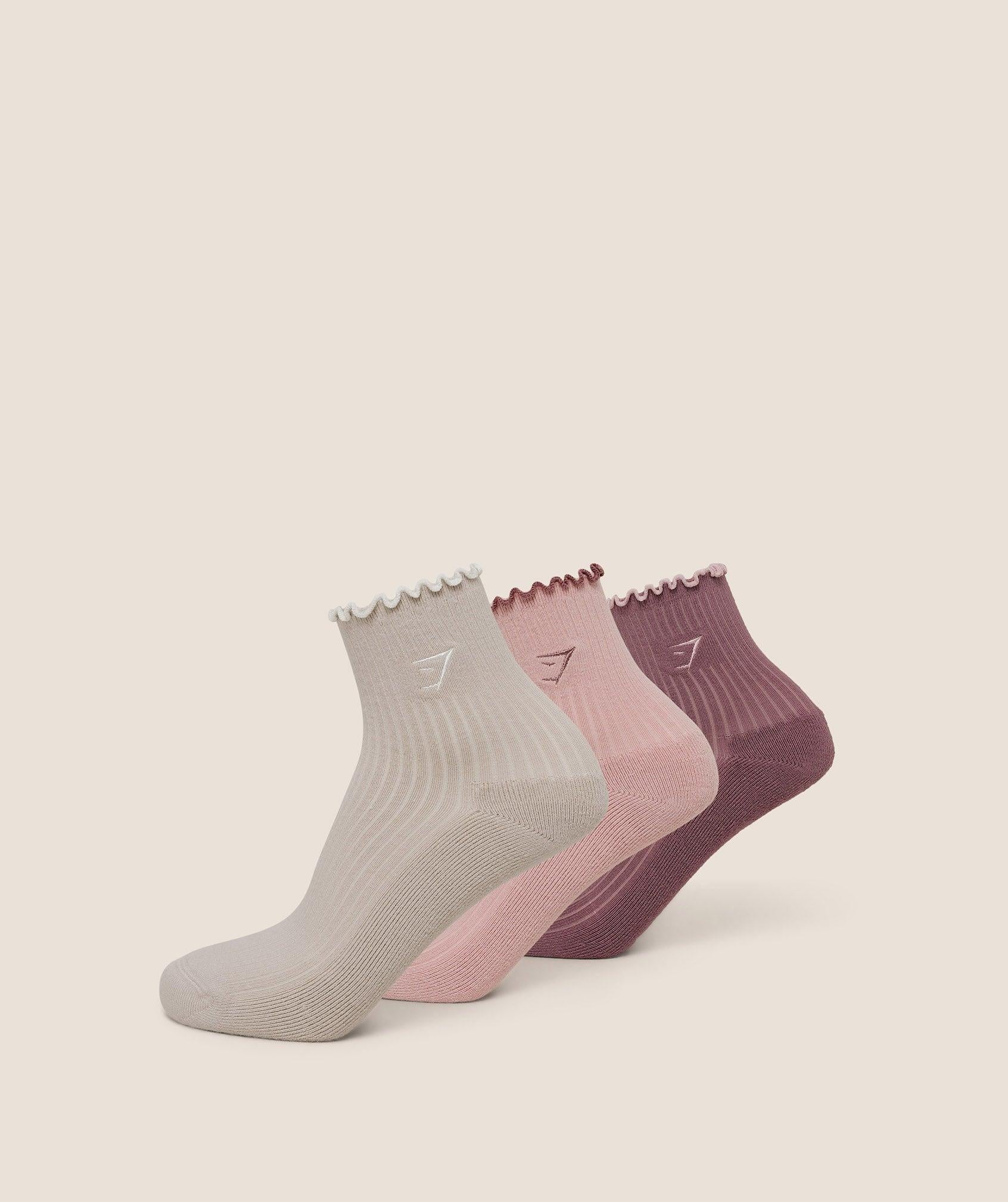 Midi Frill Socks 3PK GS Pebble Grey / GS Light Pink / GS Calm Pink