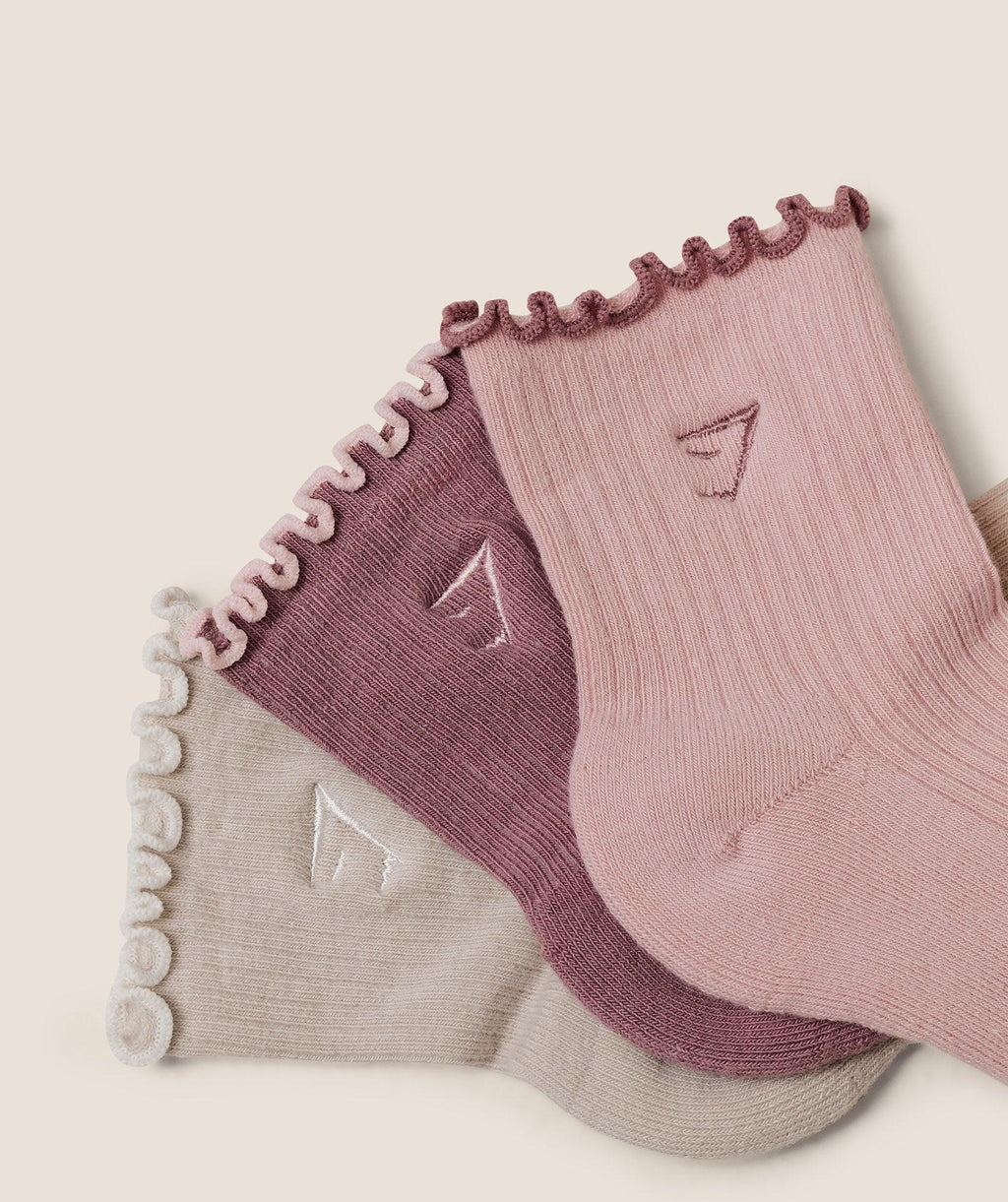 Midi Frill Socks 3PK GS Pebble Grey / GS Light Pink / GS Calm Pink