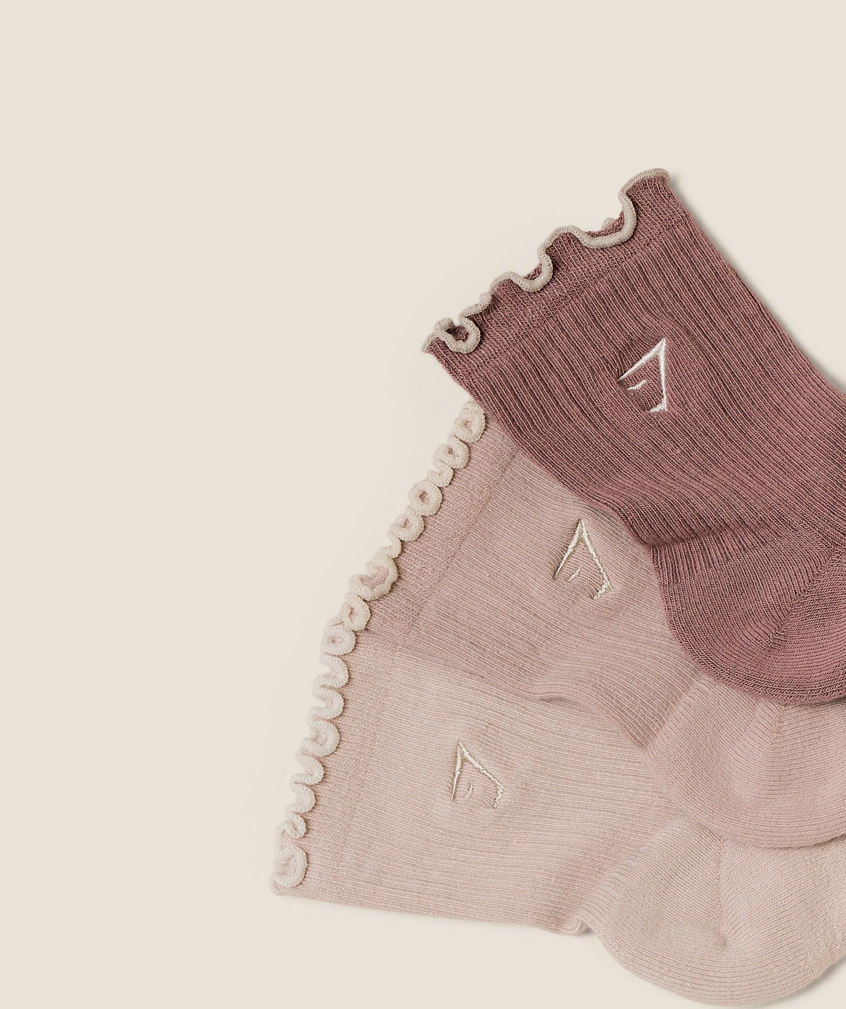 Midi Frill Socks 3PK Dusk Pink / Muted Pink / Chestnut Pink