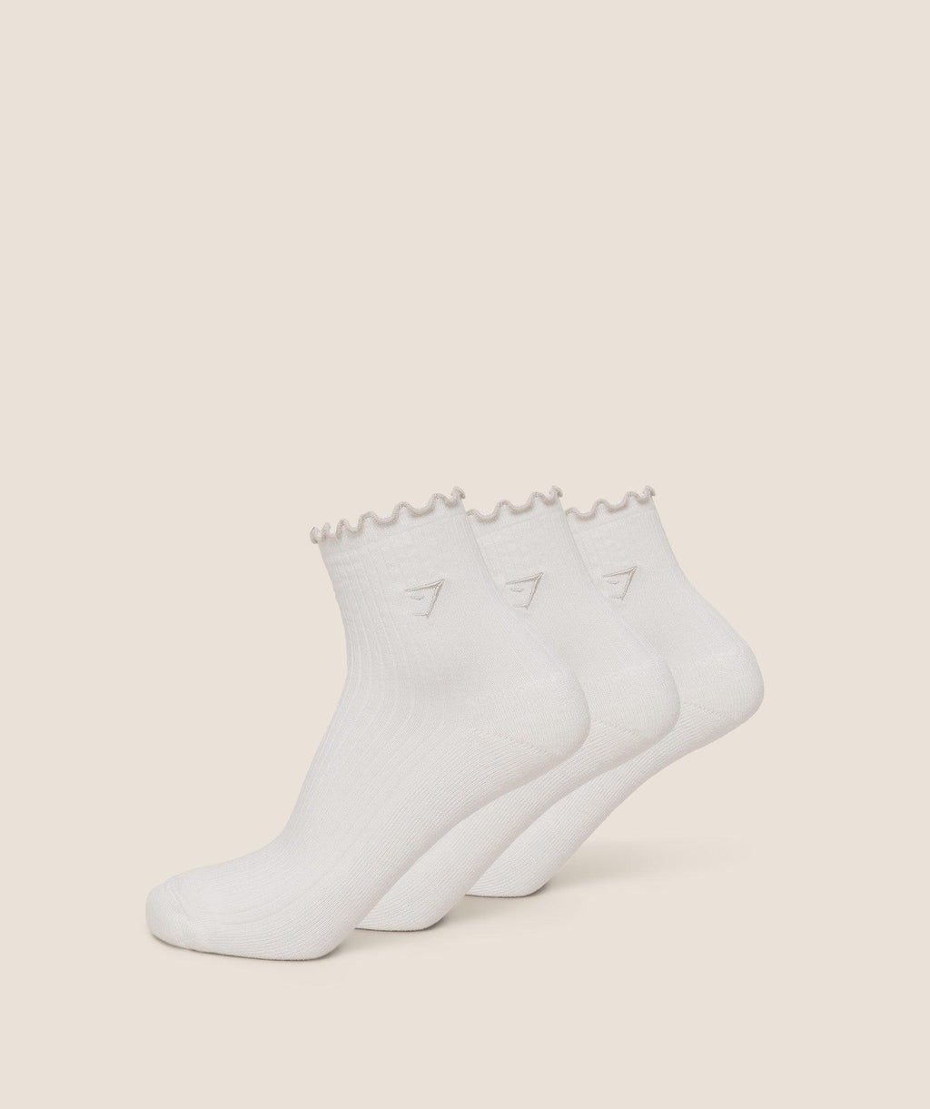 Midi Frill Socks 3PK GS Soft White