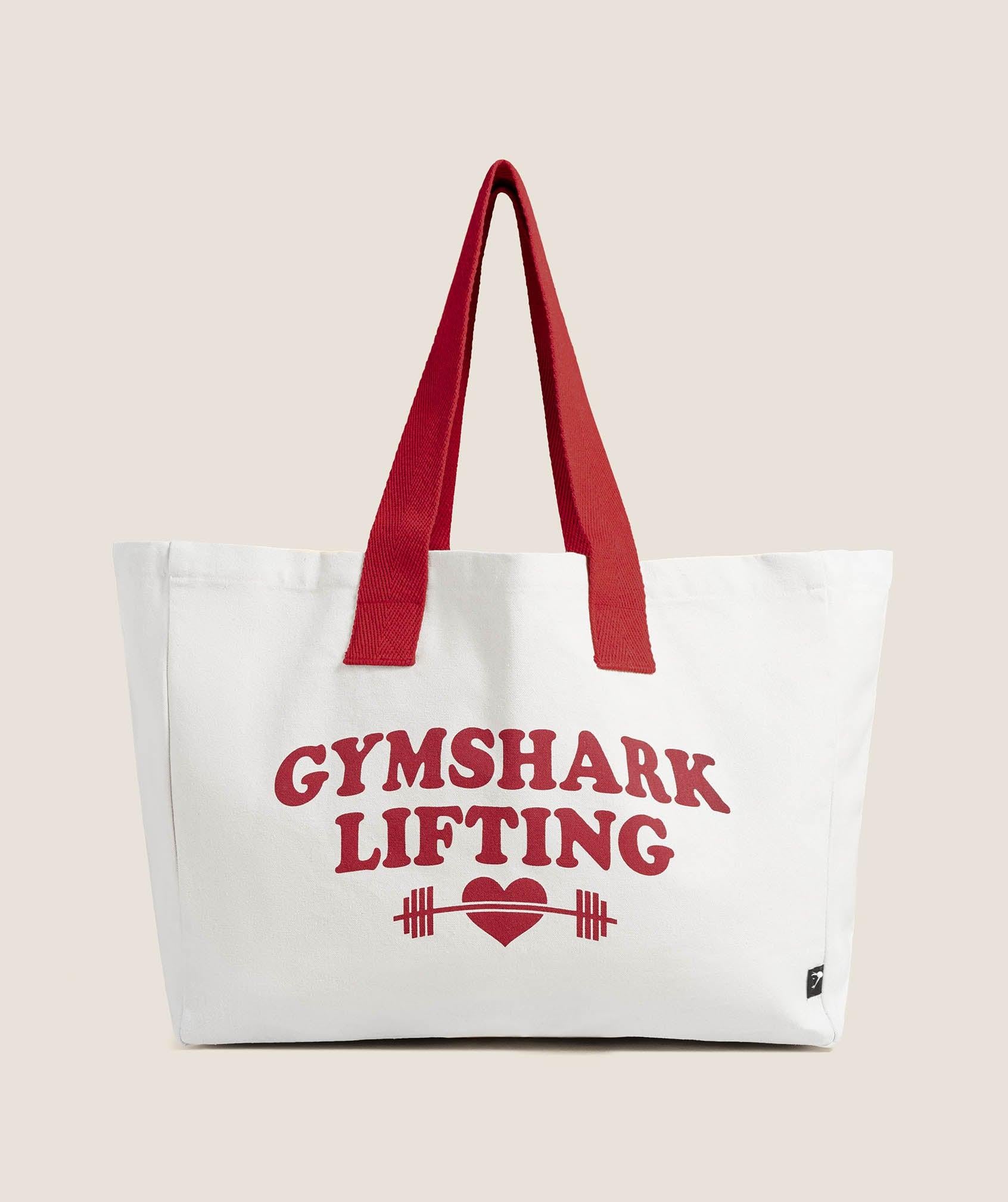 Love Lifting Graphic Tote Bag White