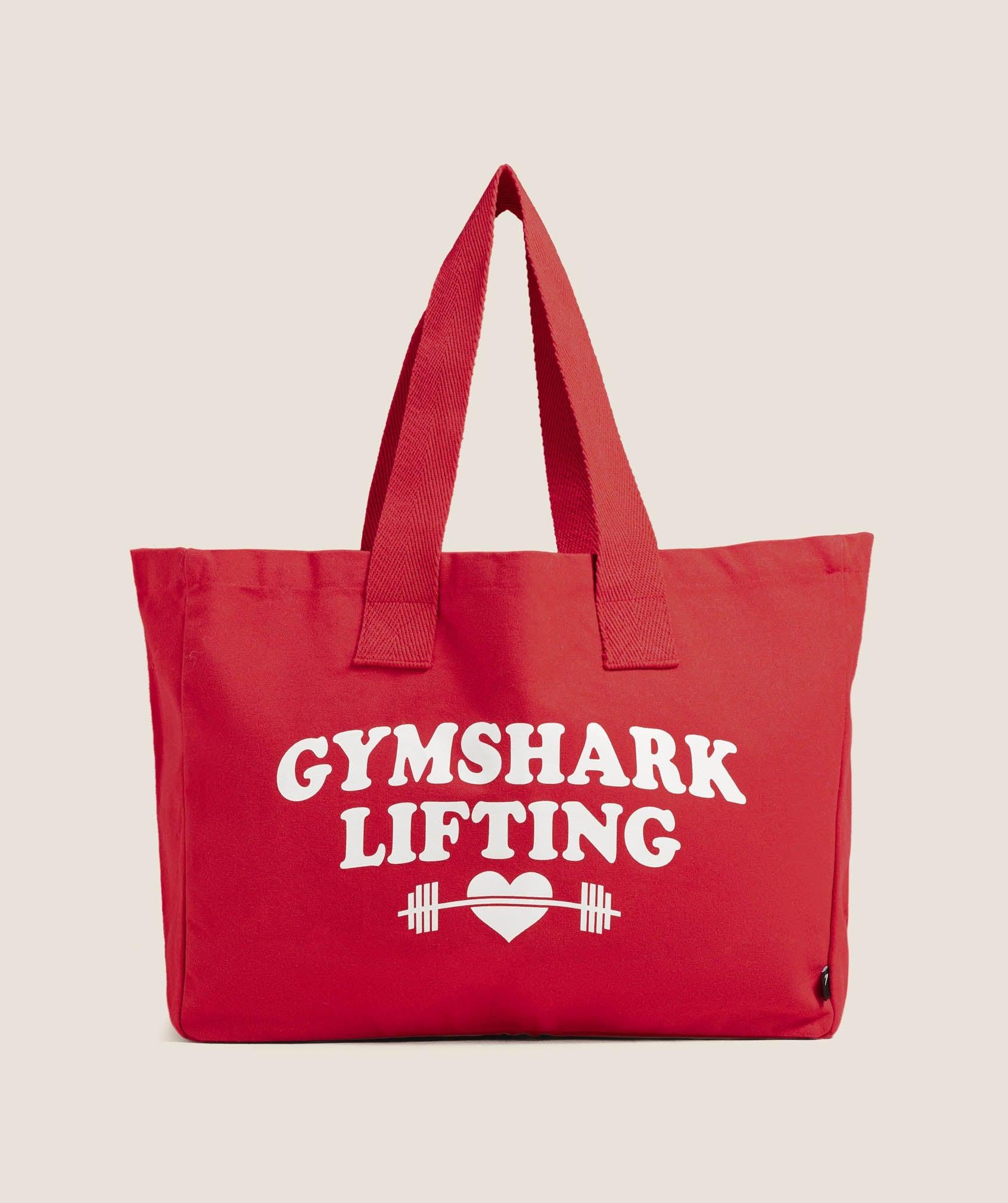 Love Lifting Graphic Tote Bag Red