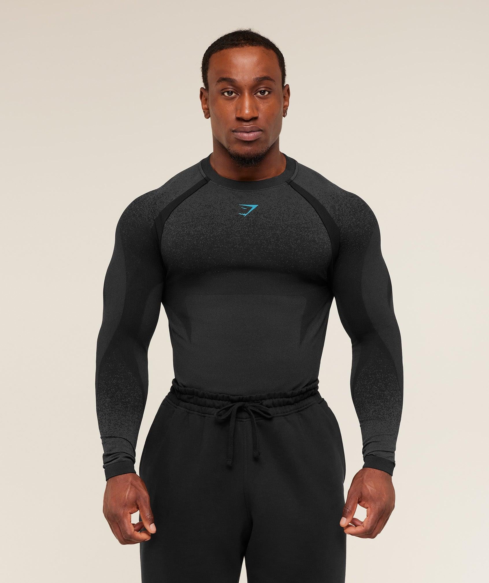 Shadow Seamless Long Sleeve T-Shirt Black / Brand Blue