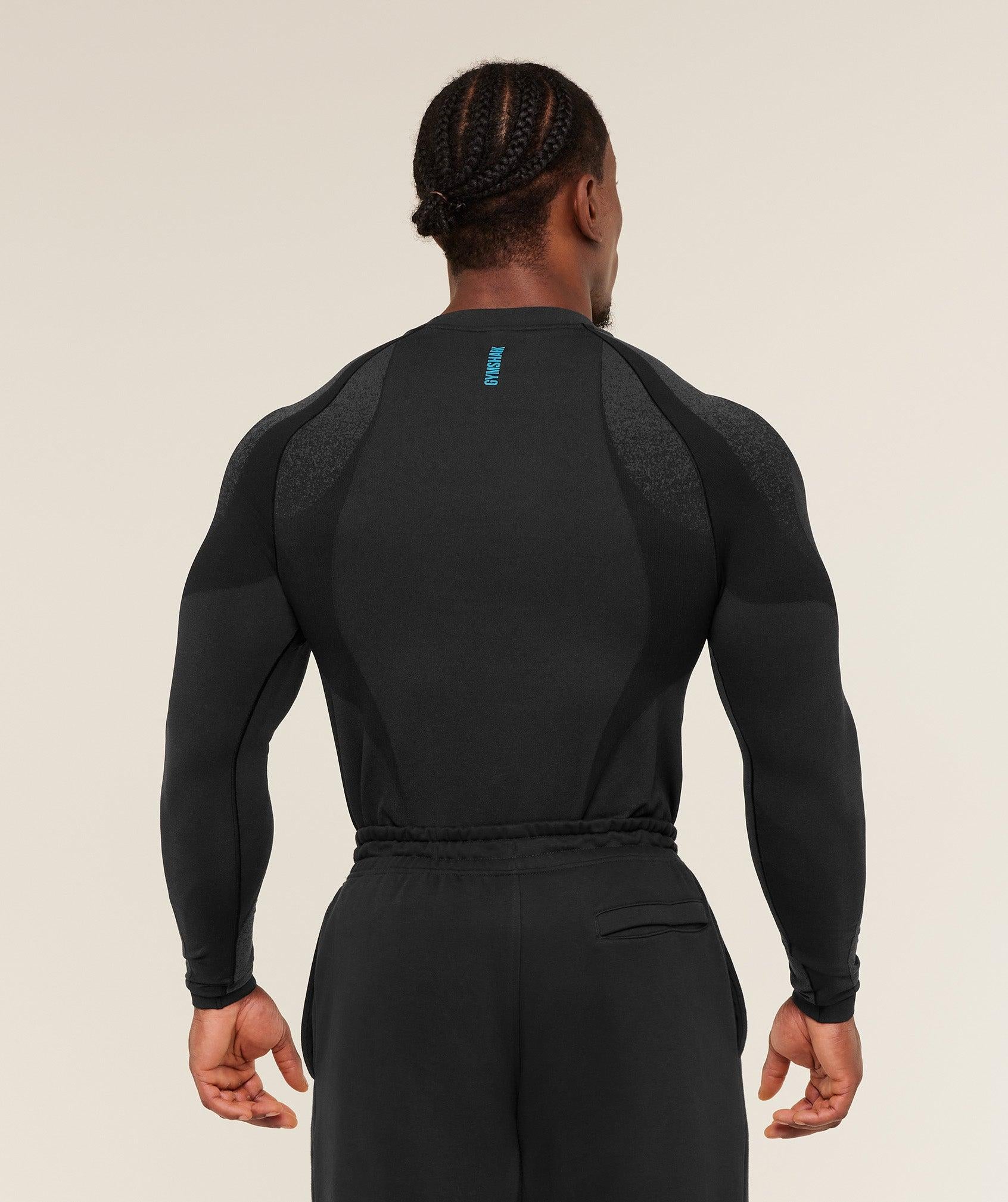 Shadow Seamless Long Sleeve T-Shirt Black / Brand Blue