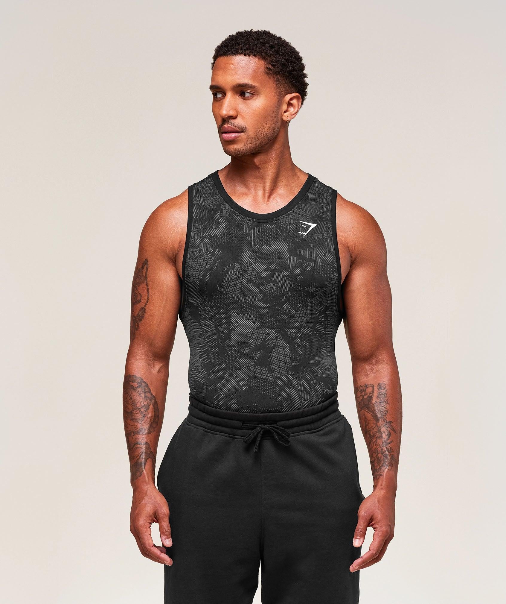 Geo Seamless Tank Black / Charcoal Grey