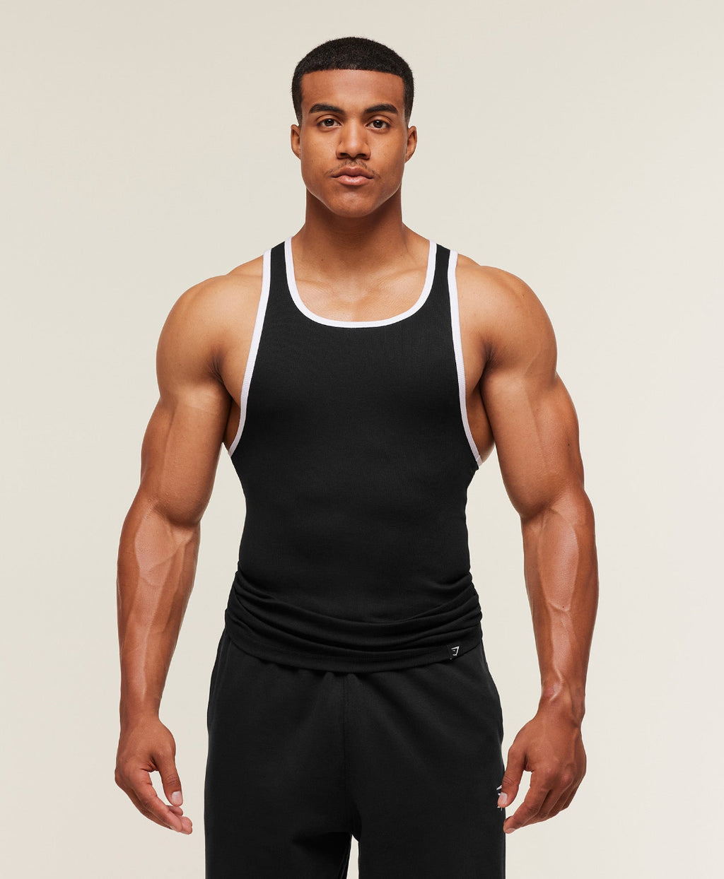 Ribbed Tank 1PK Black/White