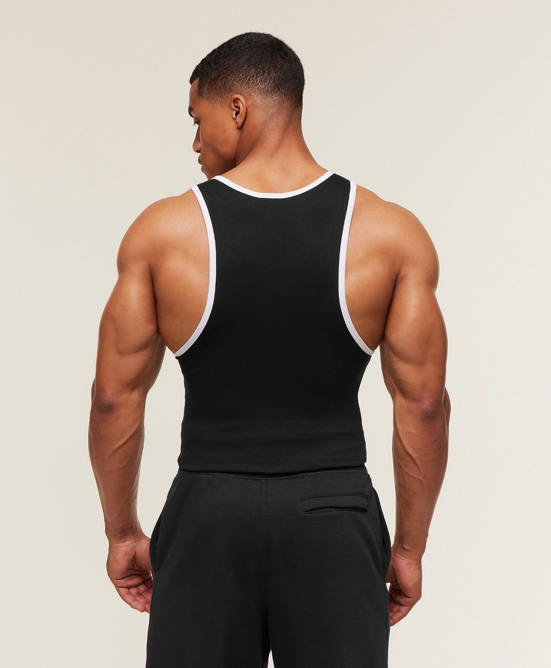 Ribbed Tank 1PK Black/White
