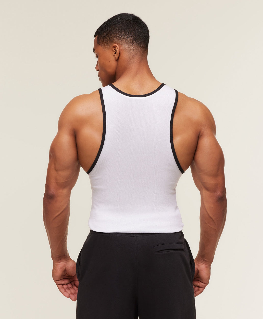 Ribbed Tank 1PK White/Black