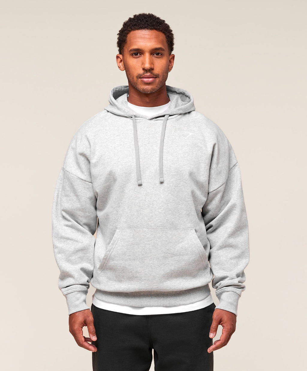 Crest Oversized Hoodie Light Grey Marl