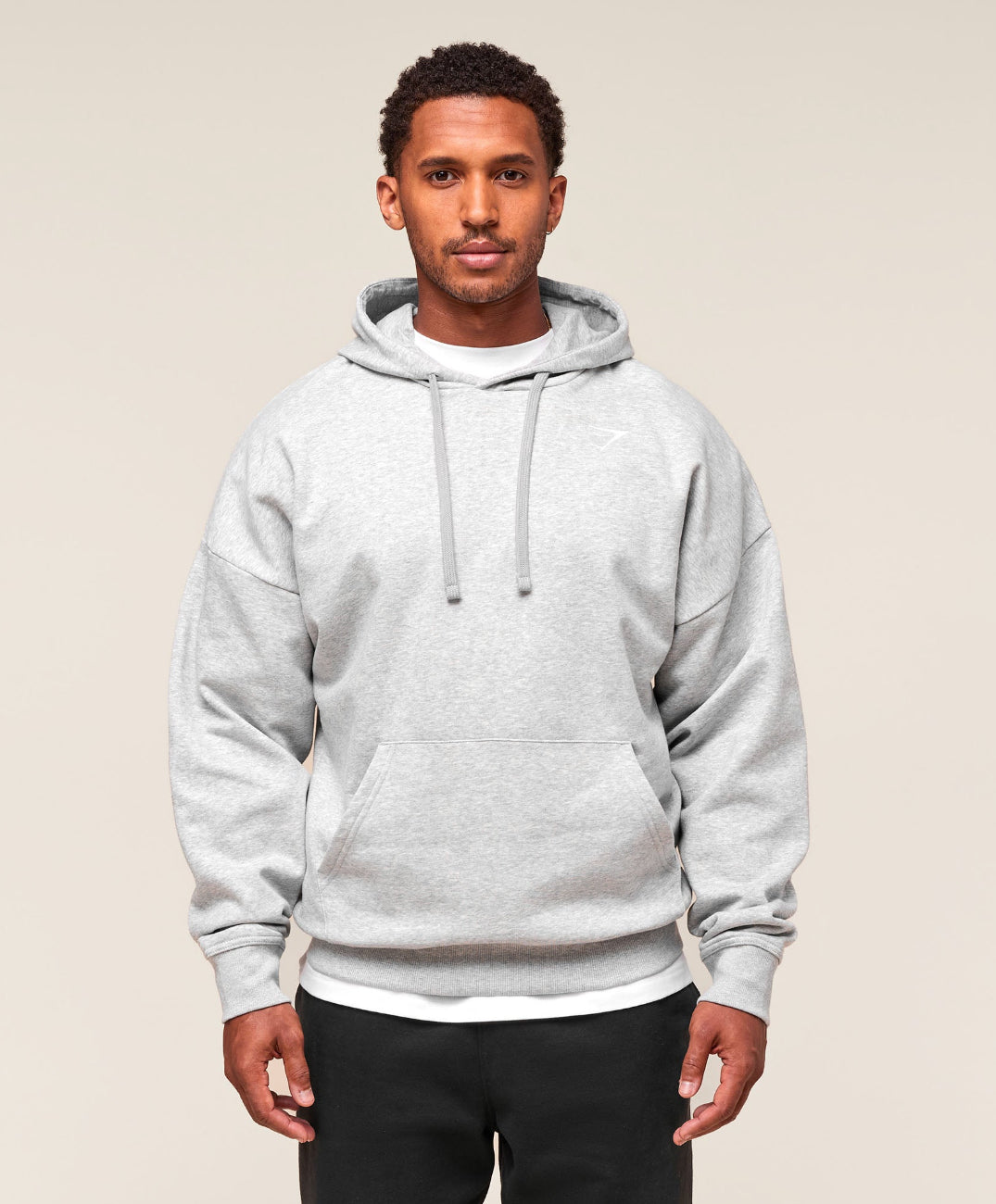 Crest Oversized Hoodie Light Grey Marl