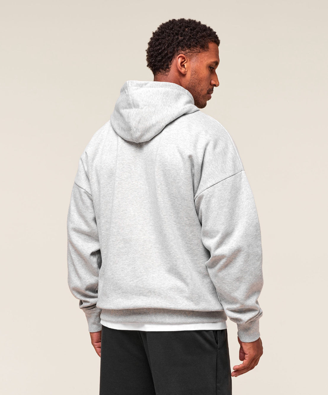 Crest Oversized Hoodie Light Grey Marl