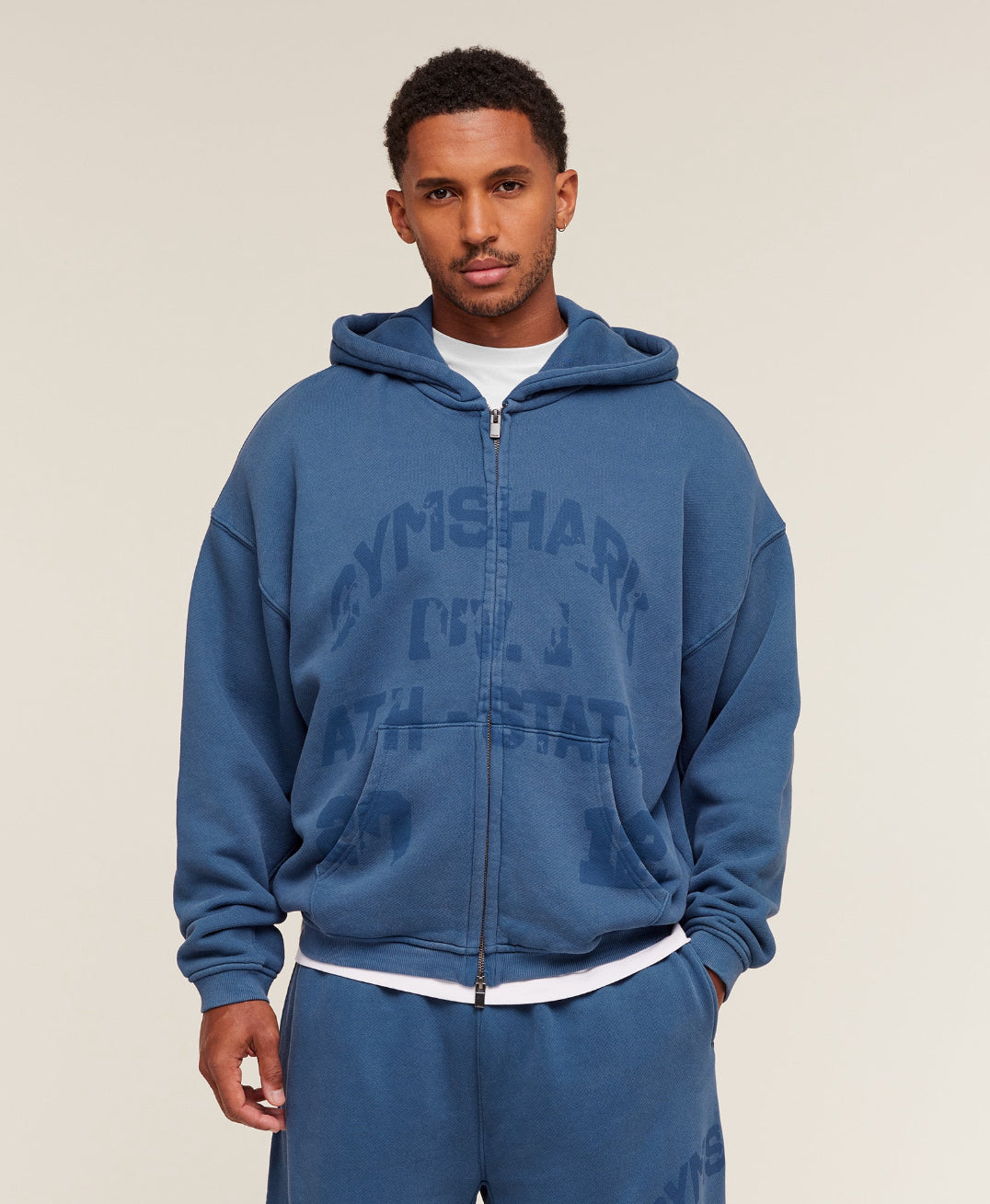 Power Zip Up Hoodie Deep Petrol Blue