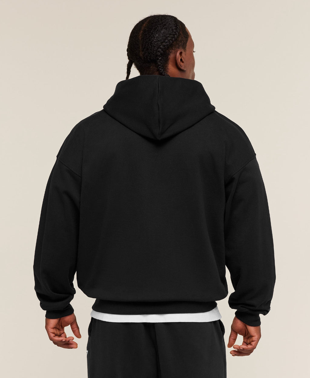 Layered Graphic Zip Up Hoodie Black