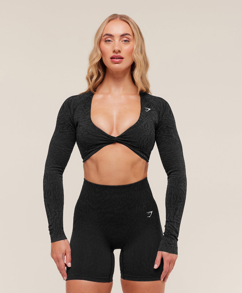 Adapt Animal Long Sleeve Crop Top Black