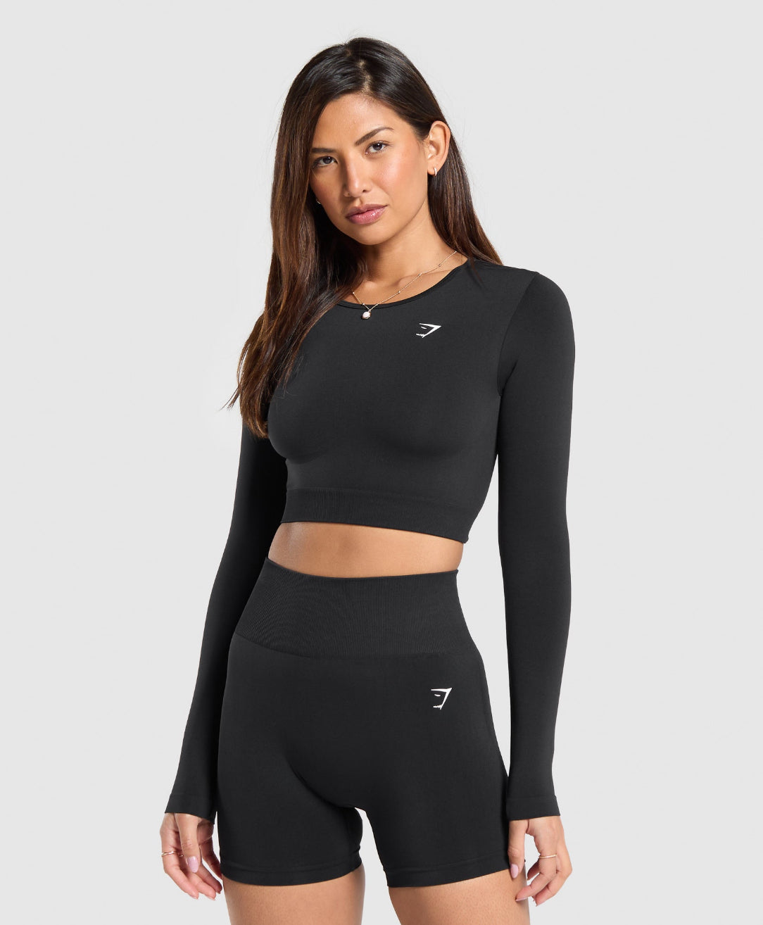 Everyday Seamless Long Crop Top Black