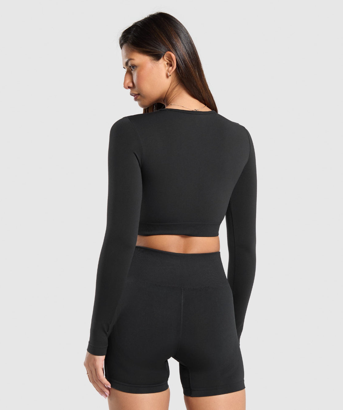Everyday Seamless Long Crop Top Black