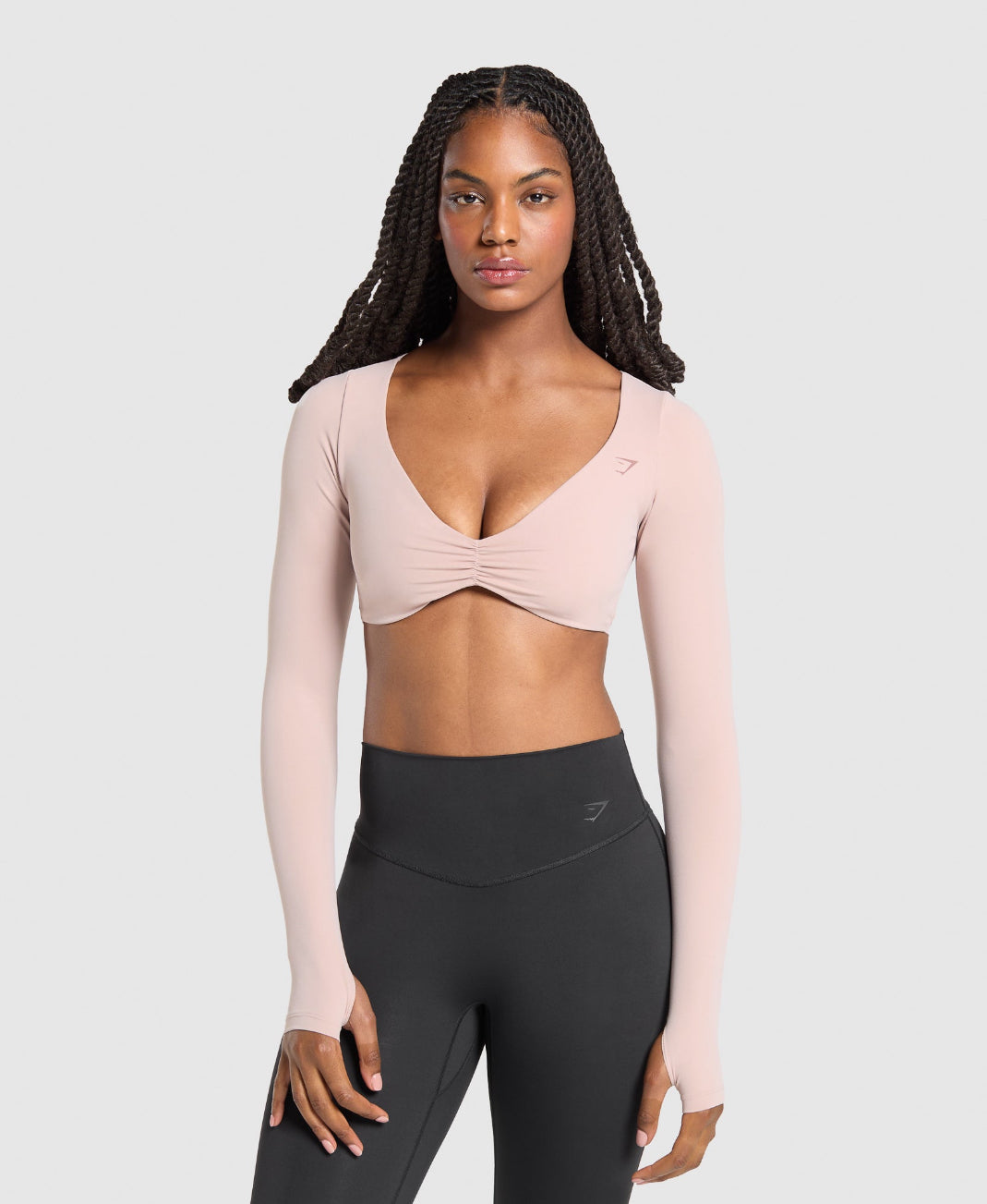 Ruched Long Sleeve Top Muted Pink