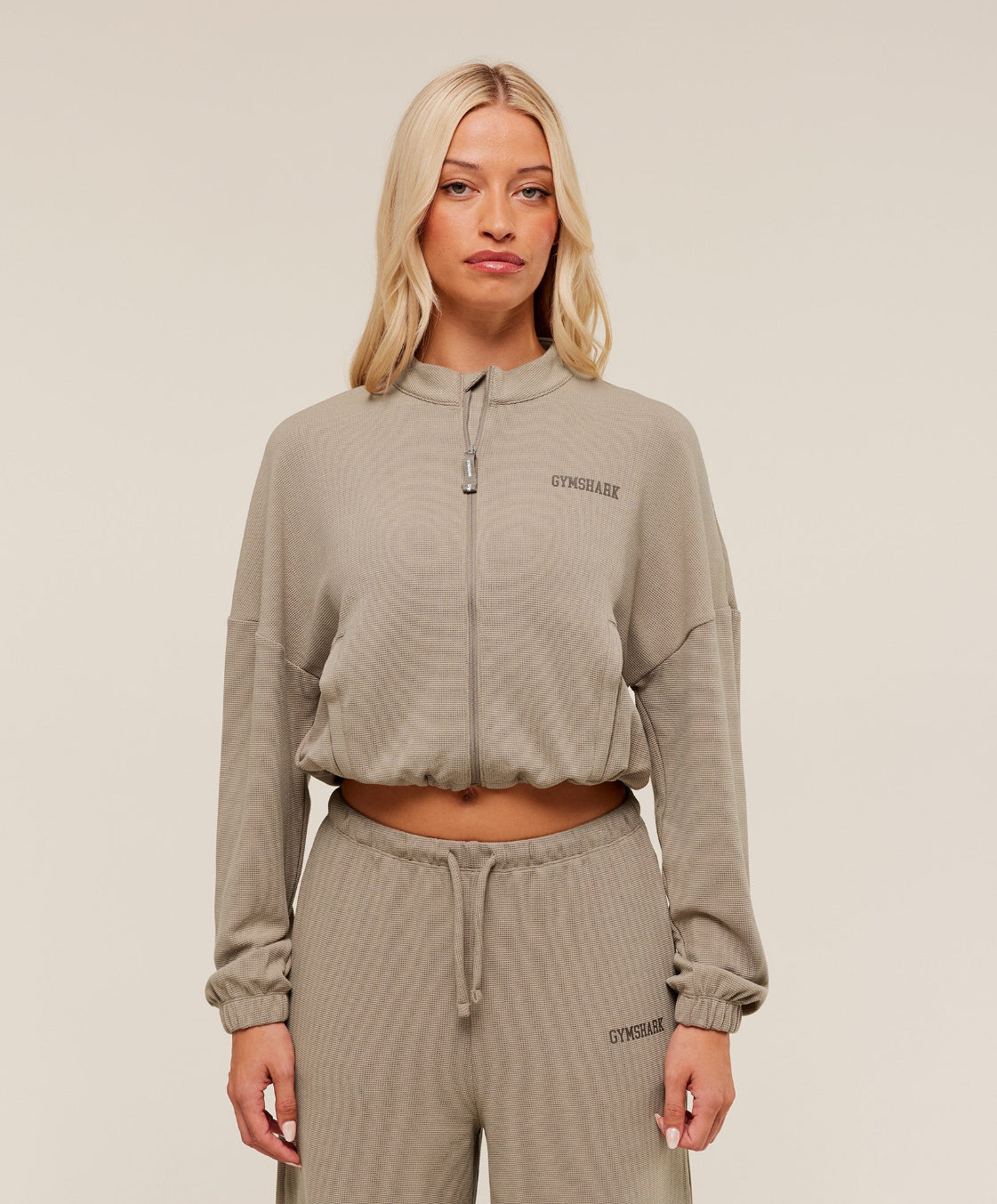 Waffle Midi Zip Up Jacket Lifestyle Brown