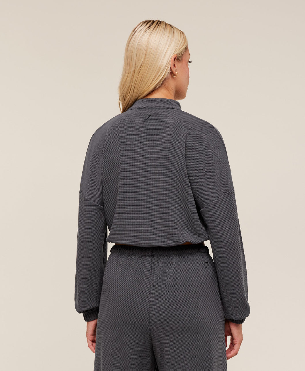 Waffle Midi Zip Up Jacket Onyx Grey