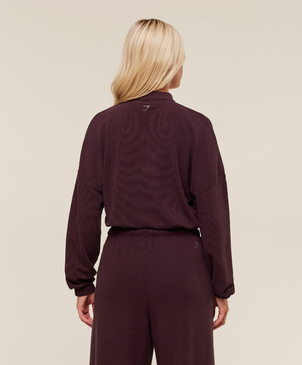 Waffle Midi Zip Up Jacket Cherry Purple