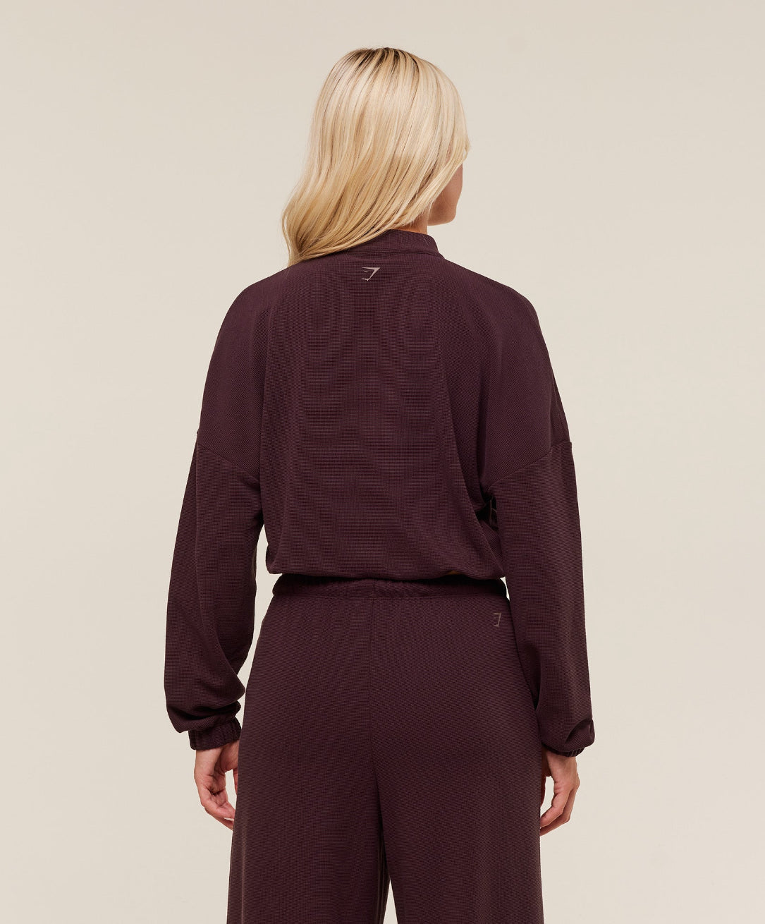 Waffle Midi Zip Up Jacket Cherry Purple