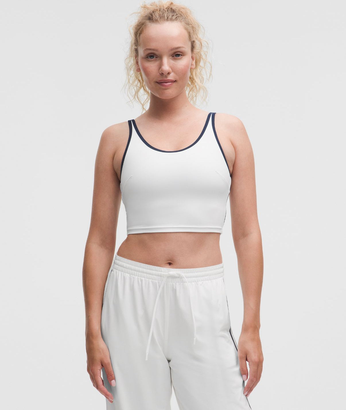 Scoop-Neck Cutout Tennis Tank Top Medium Support B/C Cup White