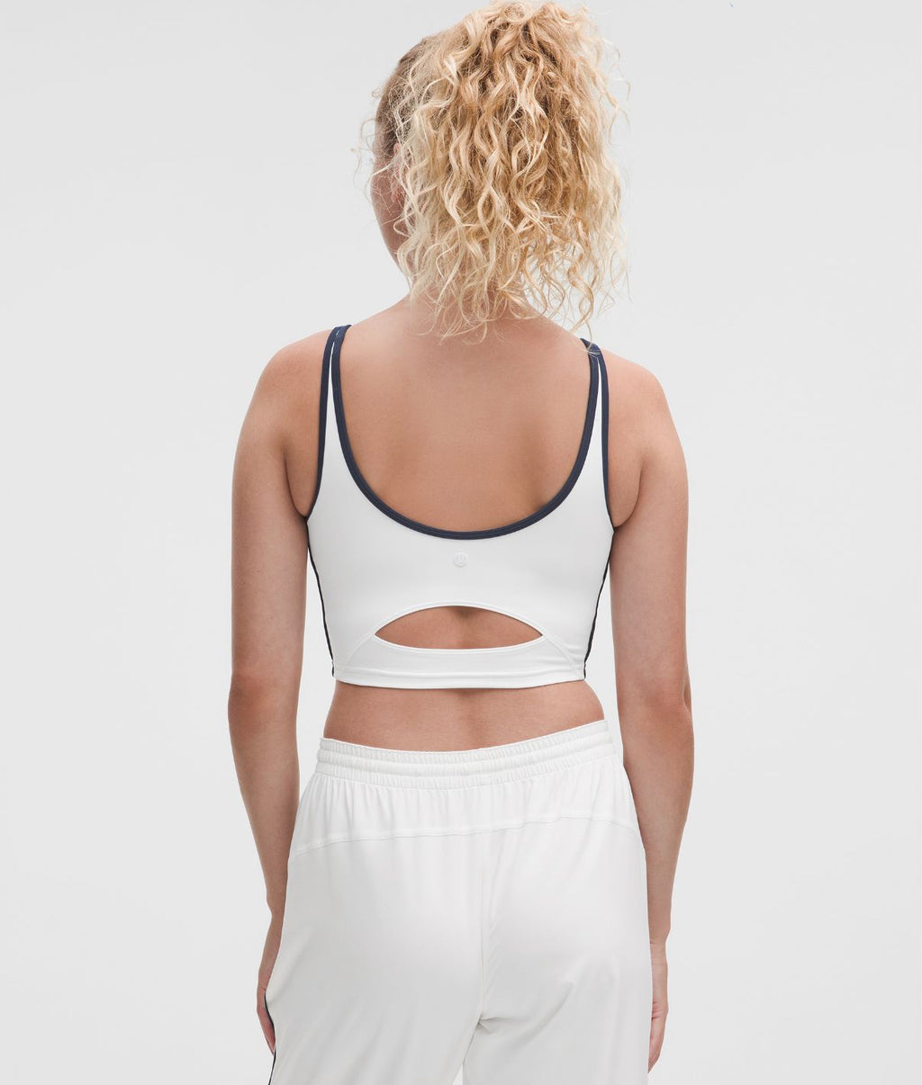 Scoop-Neck Cutout Tennis Tank Top Medium Support B/C Cup White