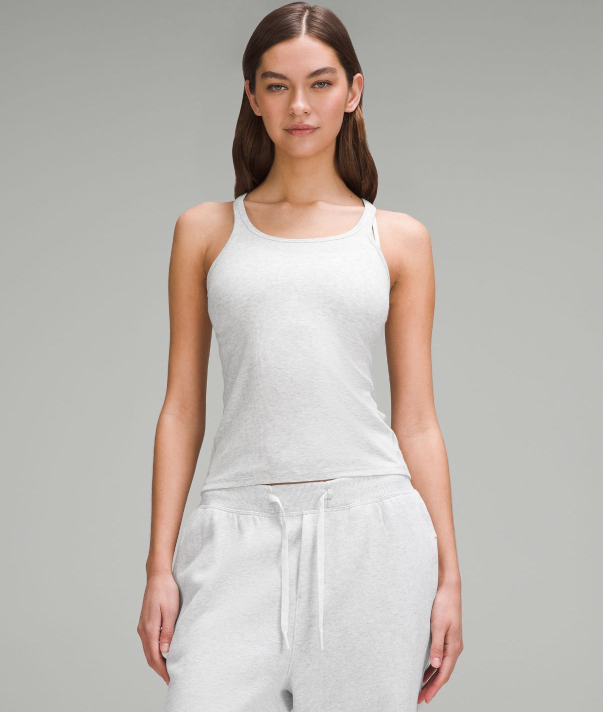 Hold Tight Thin Strap Racerback Tank Top Heathered Core Ultra Light Grey
