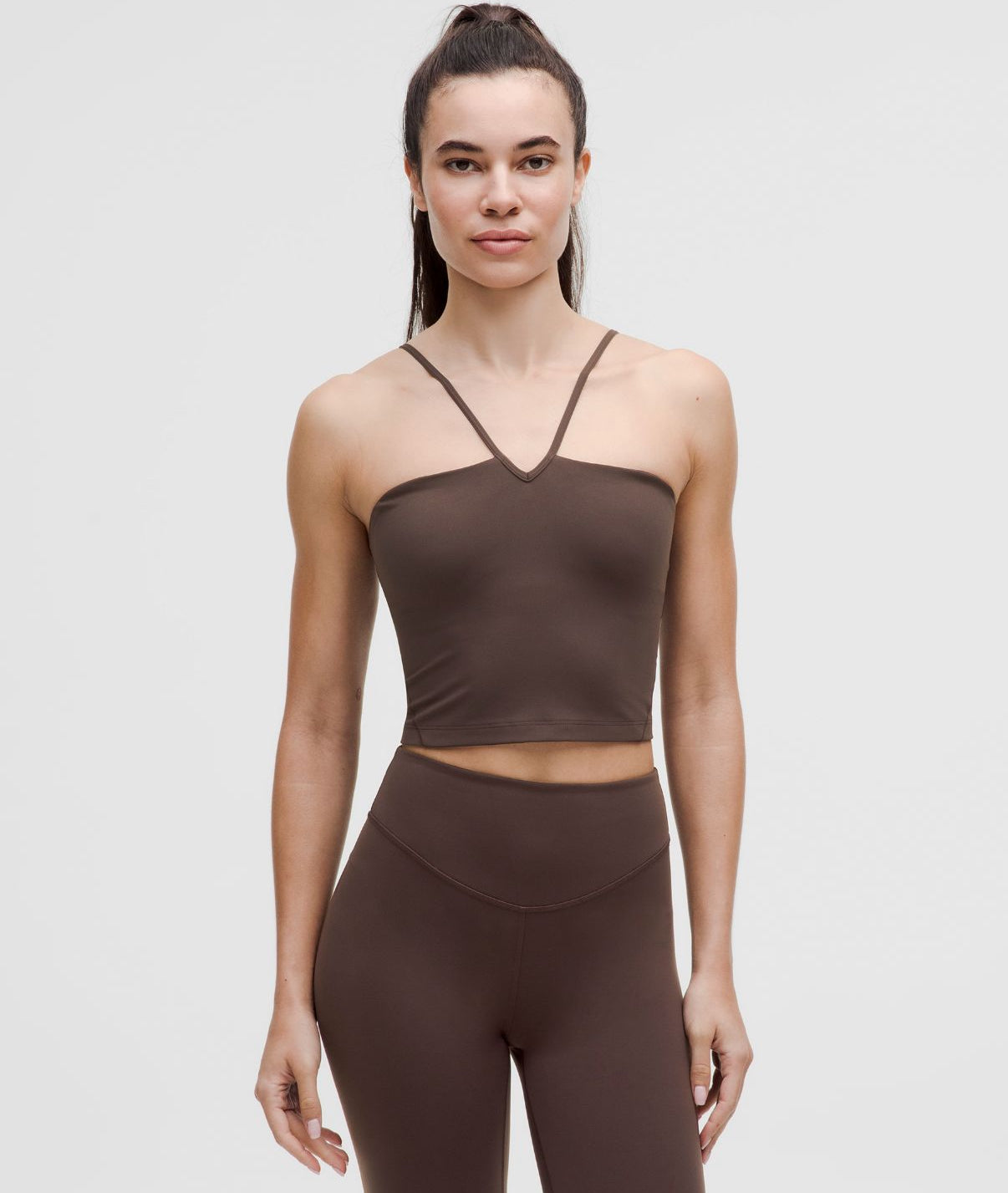 Align Strappy Deep-V Tank Top Light Support A/B Cup Espresso