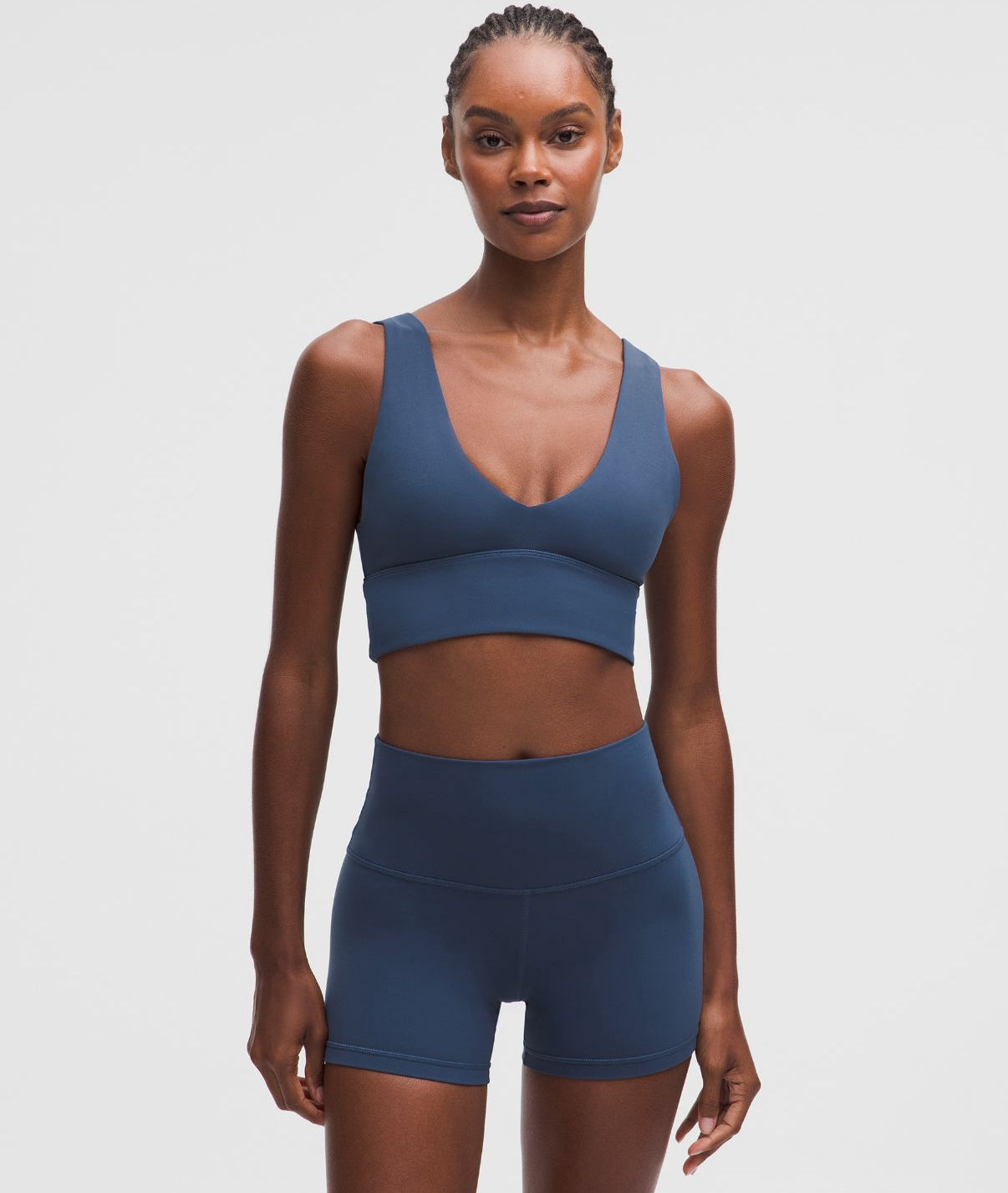 Align V-Neck Bra Light Support A/B Cup Blue Twill